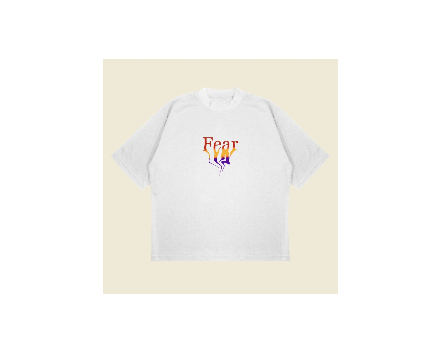 Fear Baskılı Oversize Unisex Pamuklu Nefes Alan Kalın Kumaşlı