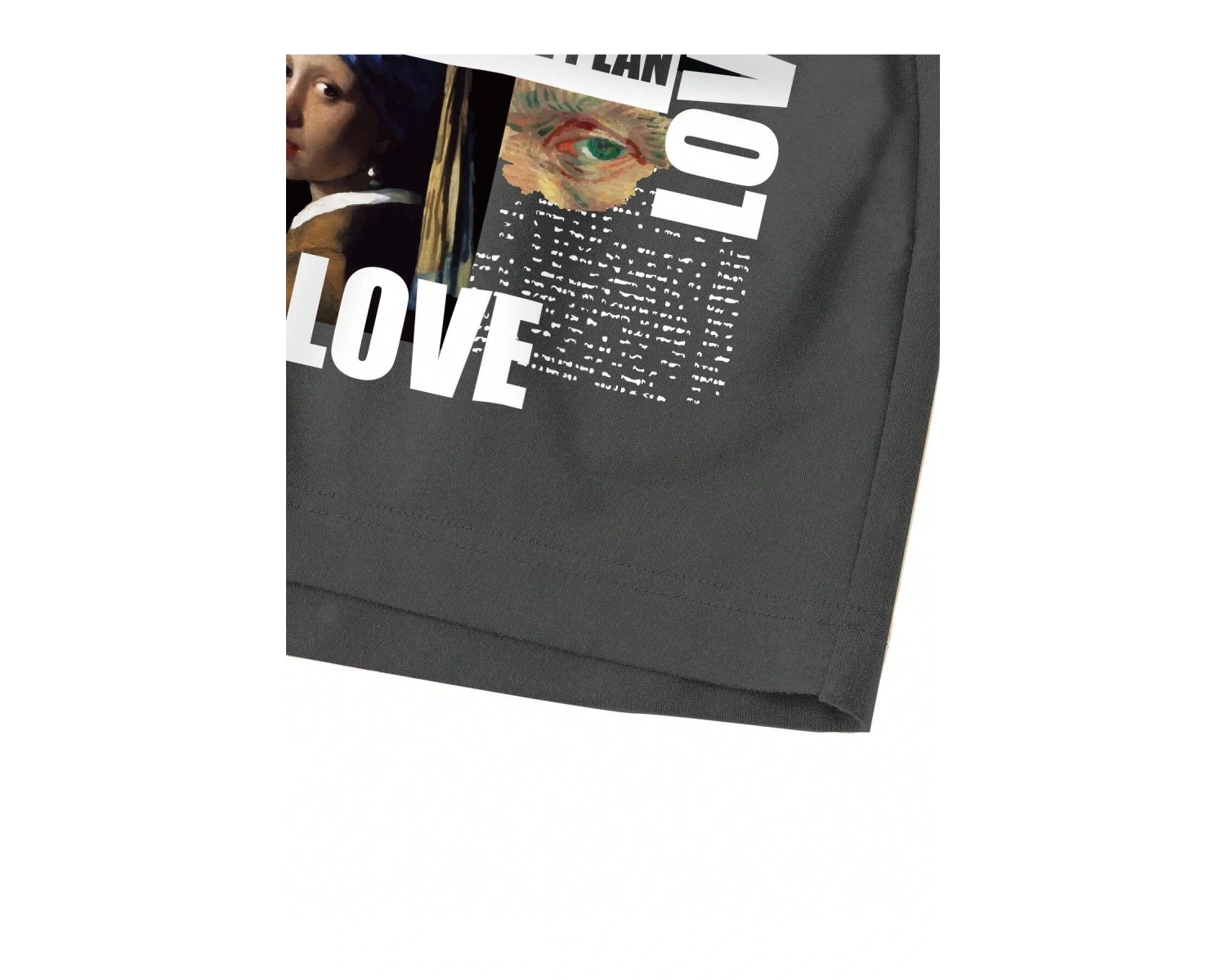 Figure and Slogan Graphic Drawstring Waist Track Şort