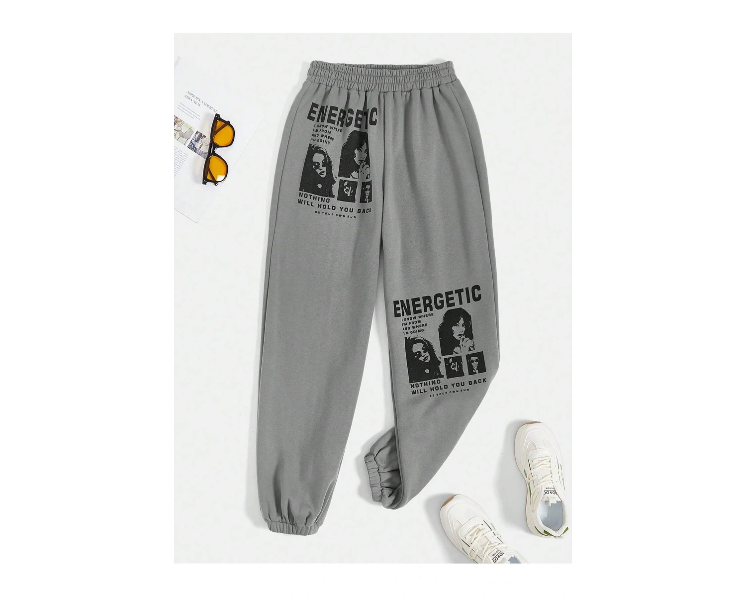 Figure & Graphic Elastic Waist 4 Mevsim Eşofman