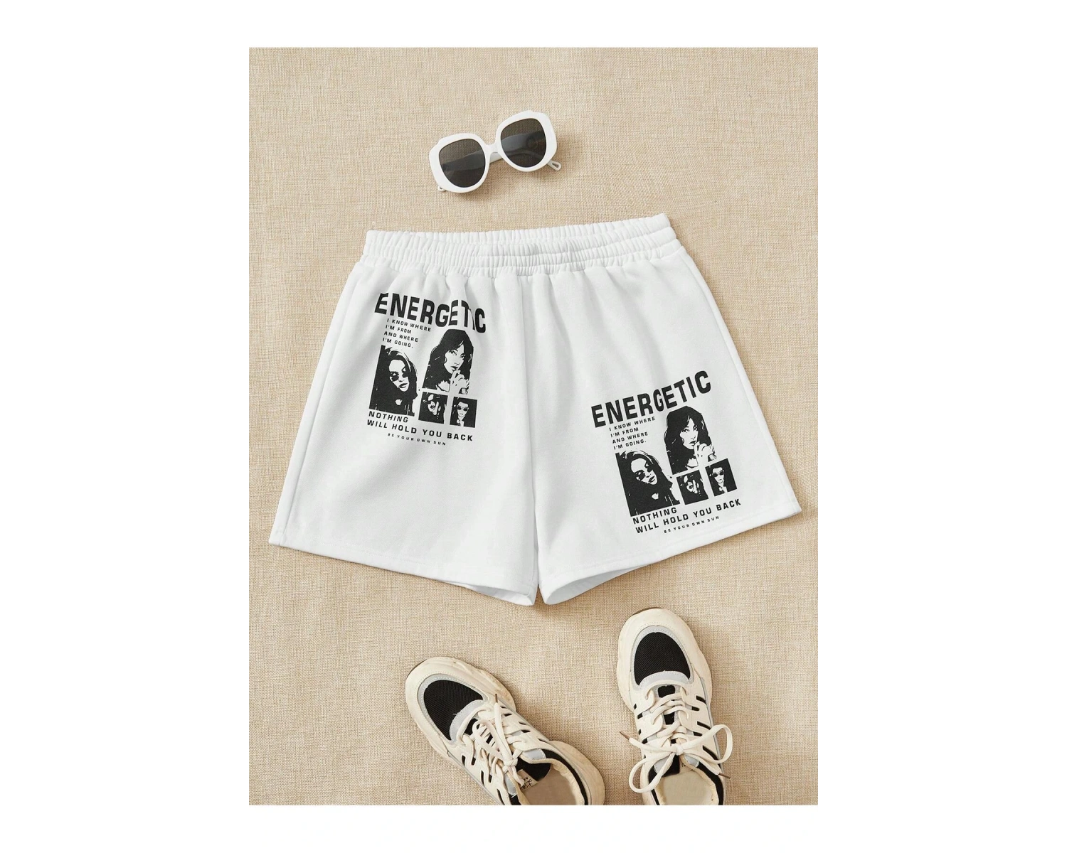 Figure & Slogan Graphic Şort