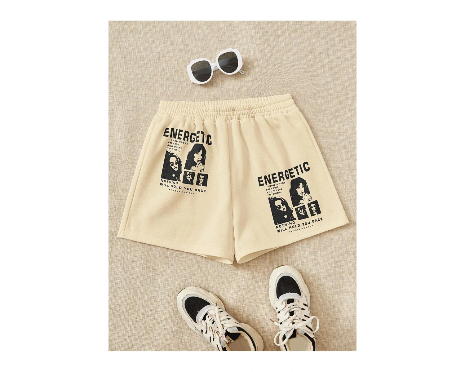 Figure & Slogan Graphic Şort