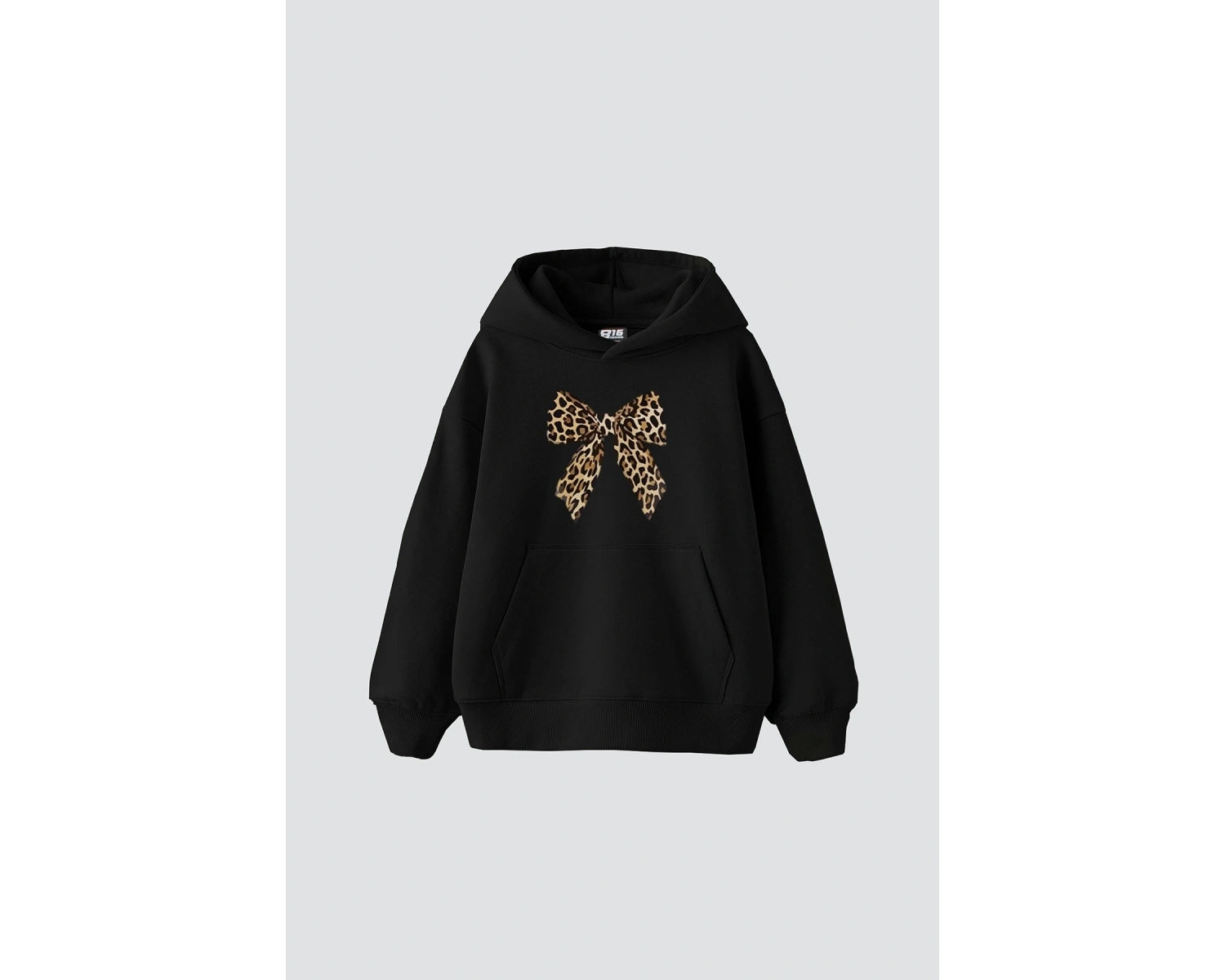 Fiyonk Leopar Baskılı Oversize Unisex Premium Siyah