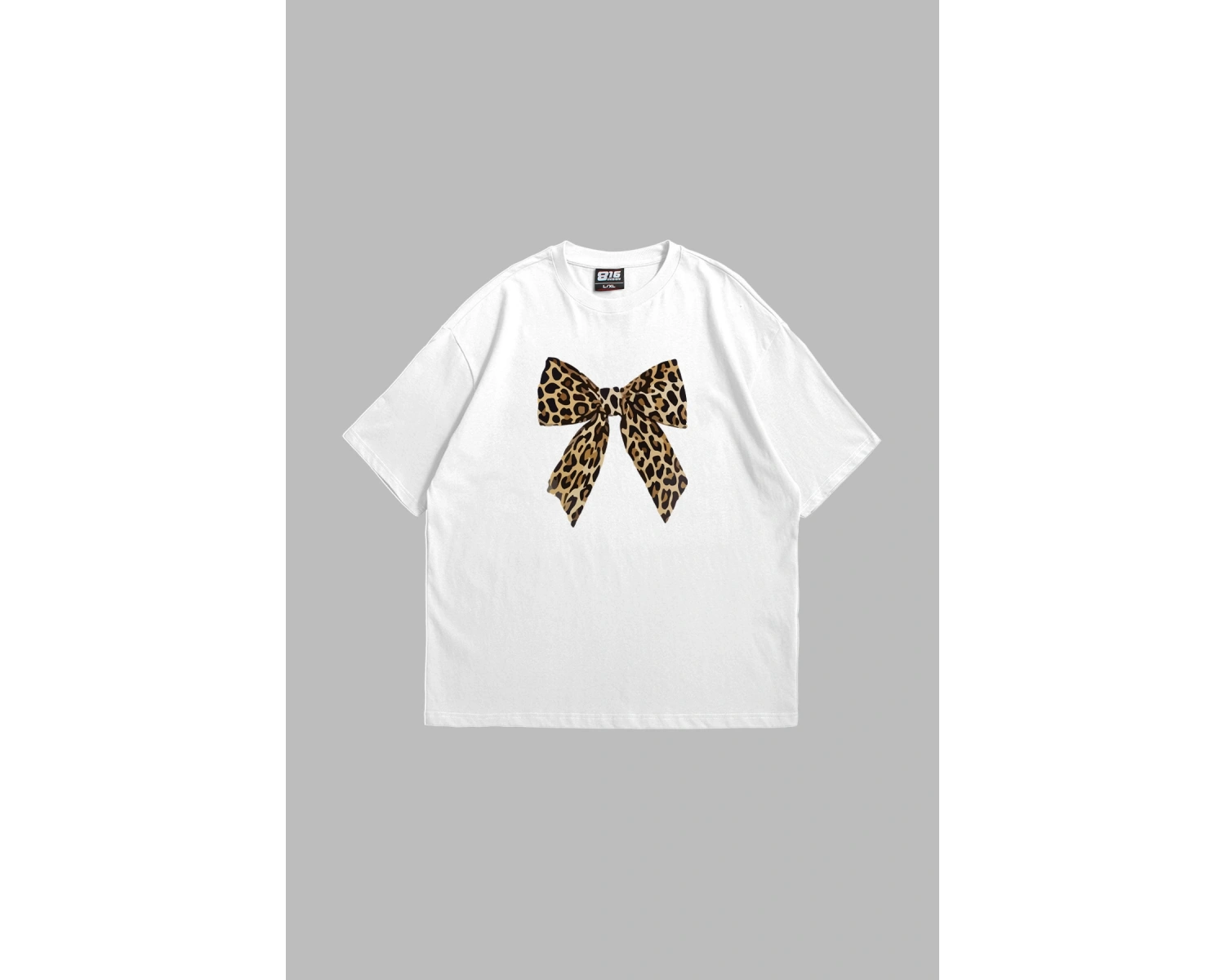 Fiyonk Leopar Baskılı Relaxed Fit Beyaz