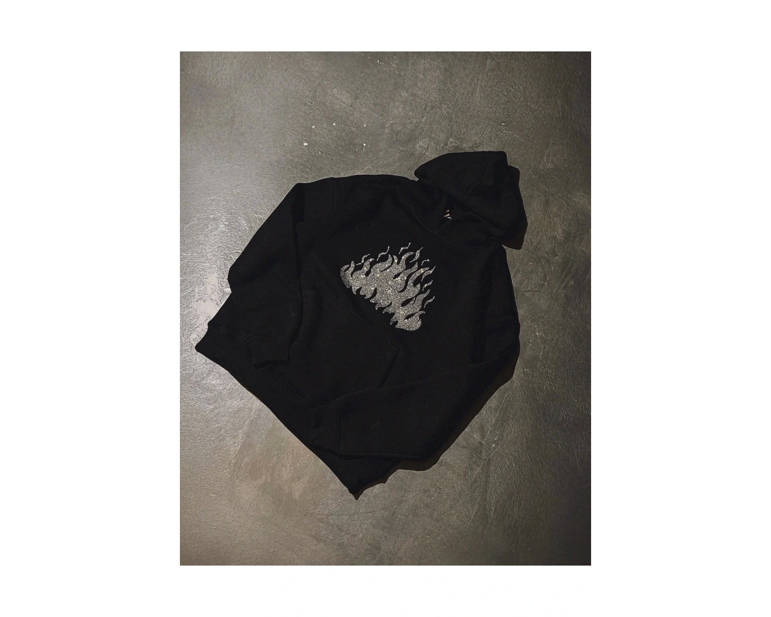 Flame Taş Baskılı Oversize Unisex Beyaz