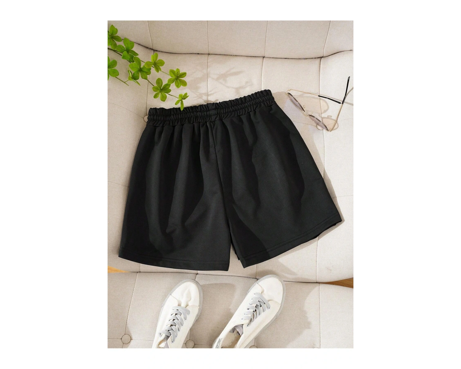 Floral Print Drawstring Waist Şort