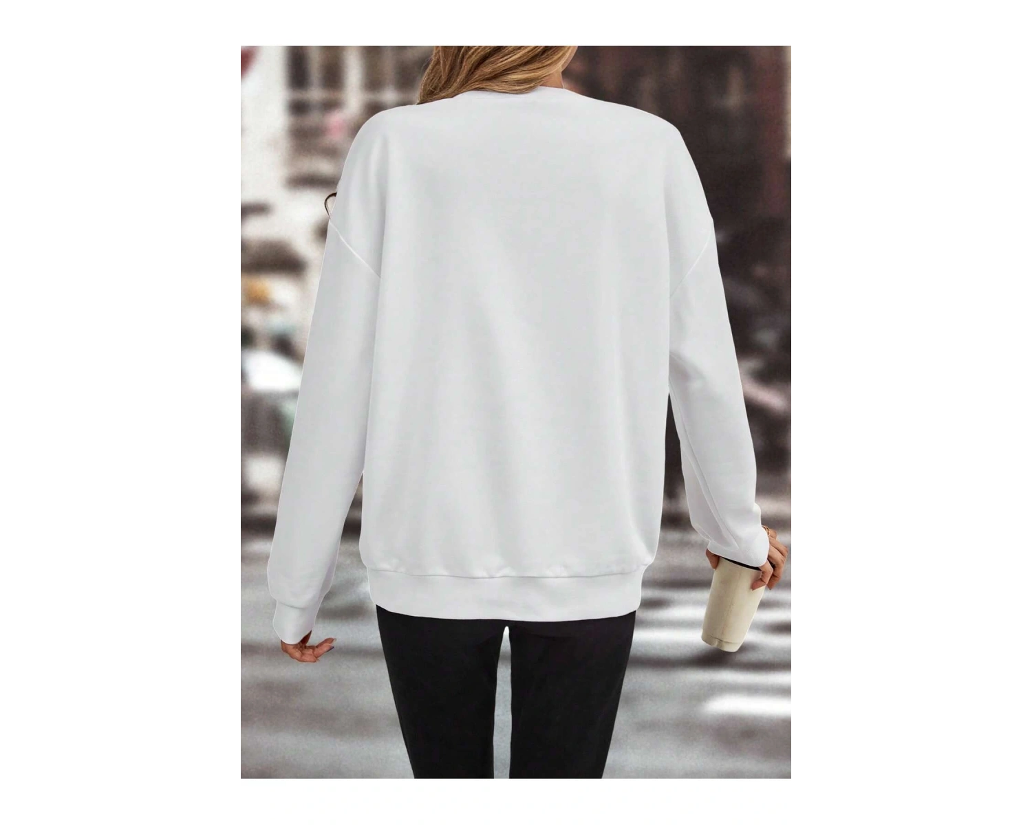 Floral Print Drop Shoulder Sweatshirt Beyaz