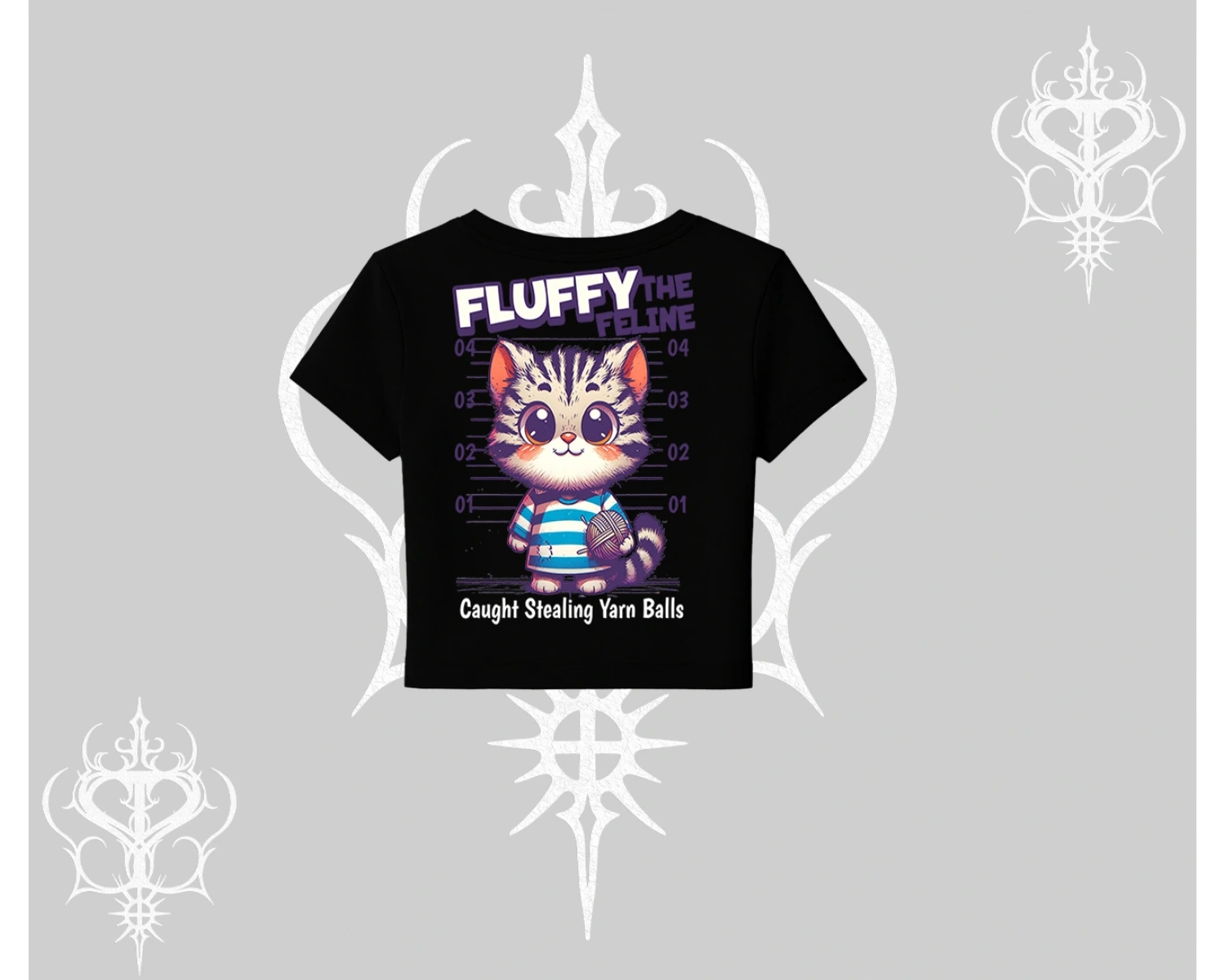 Fluffy The Feline Yazılı Sevimli Kedi Arka Baskılı Babby Tee Tshirt