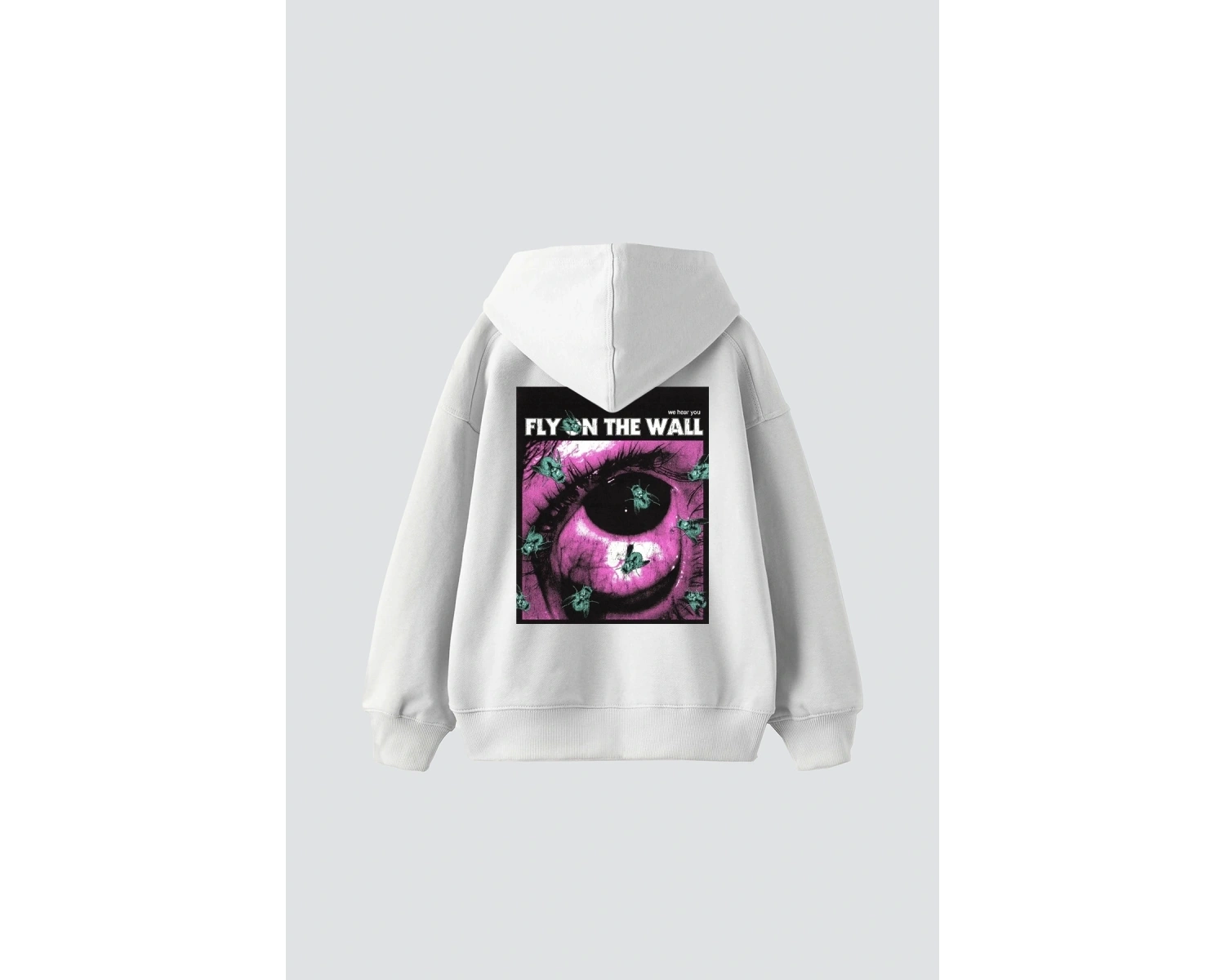 Fly On The Wall Baskılı Oversize Unisex Beyaz