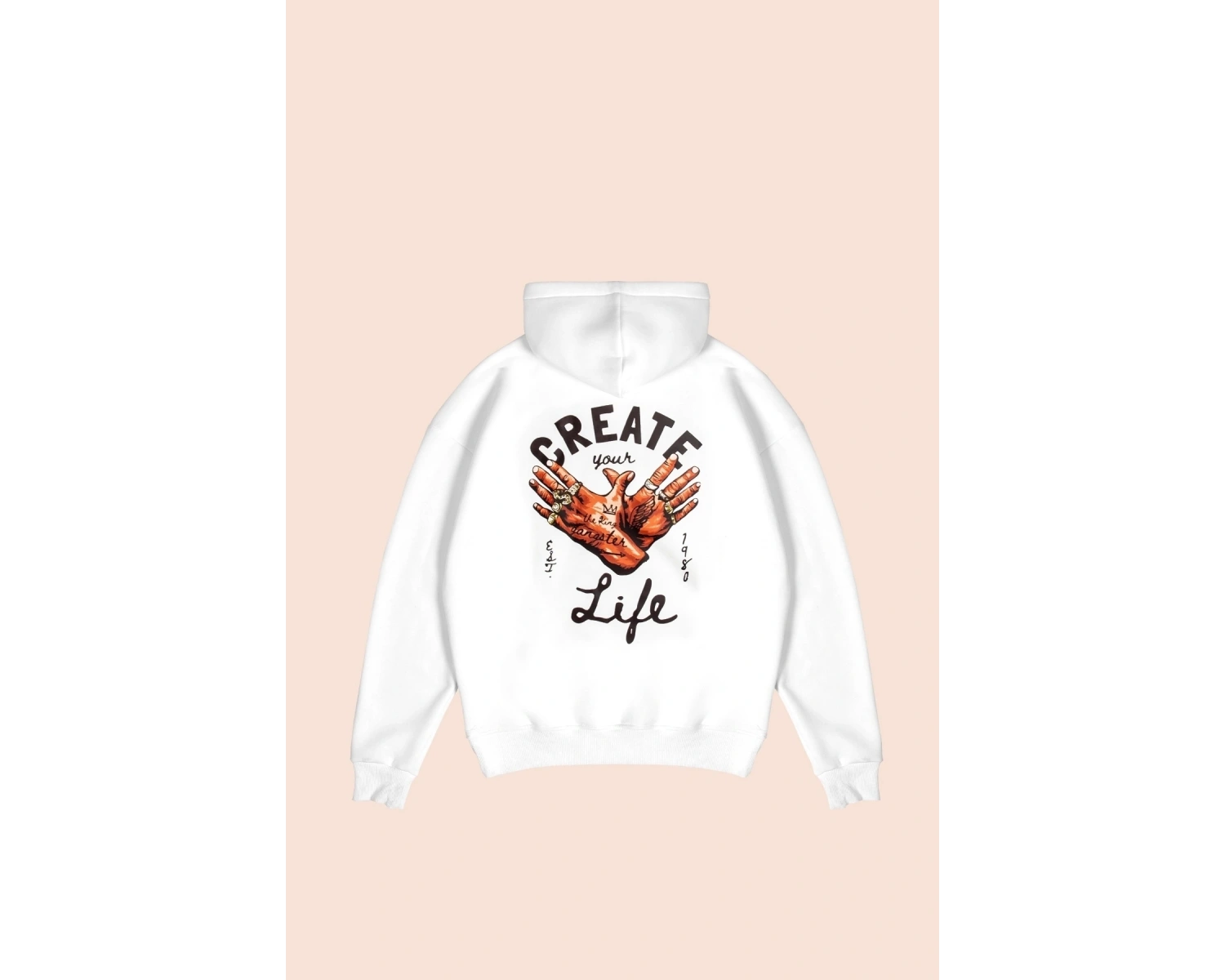 Free Gangster Baskılı Oversize Unisex Beyaz