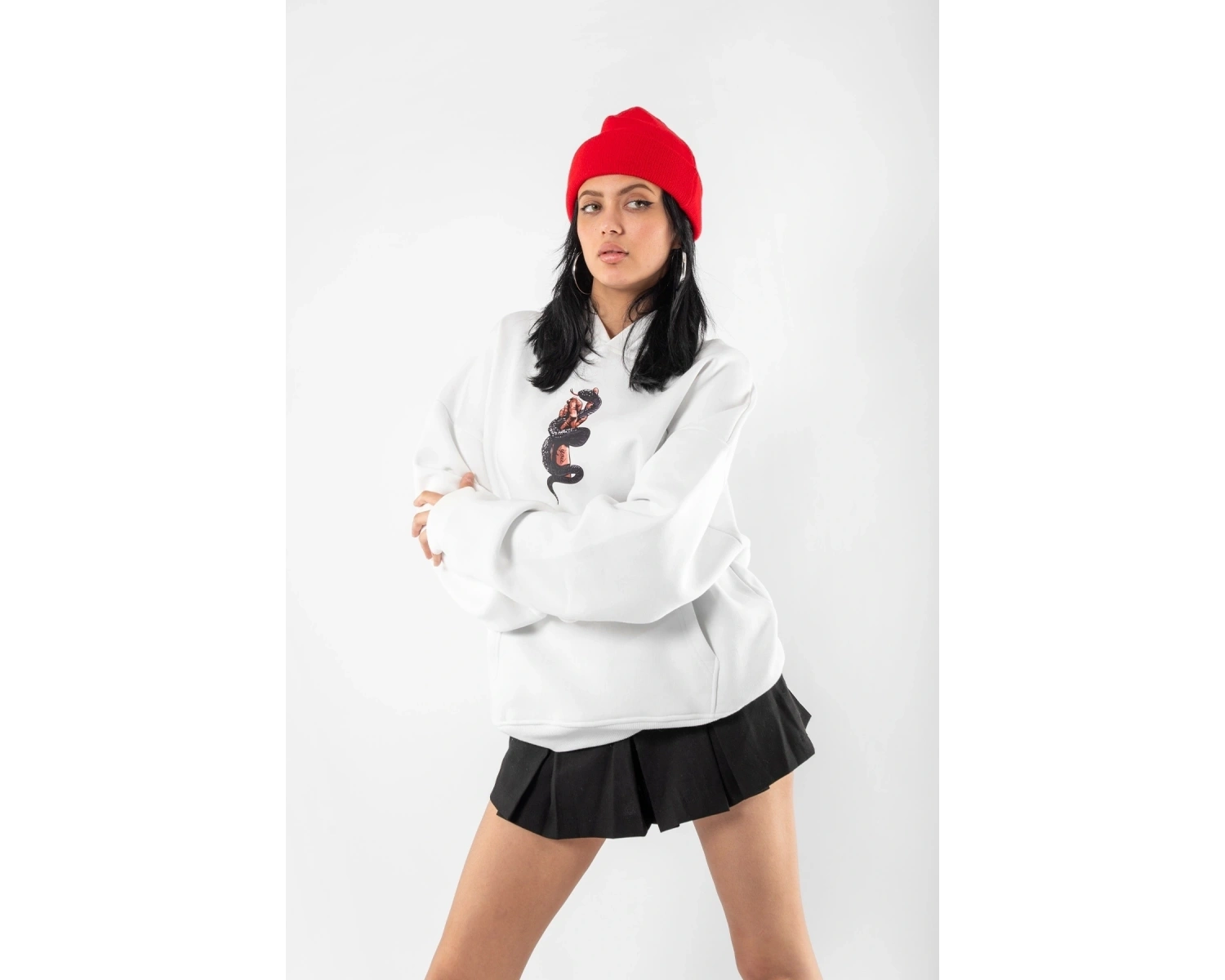 Free Gangster Baskılı Oversize Unisex Beyaz