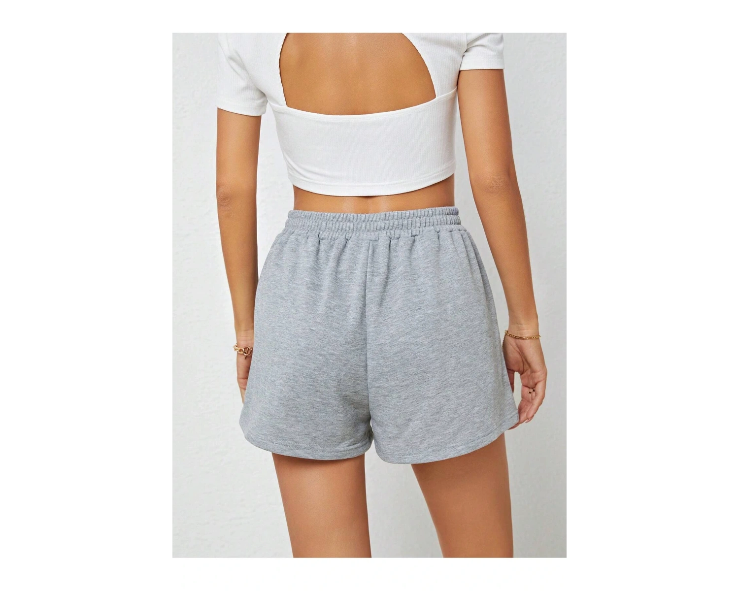 Frenchy Letter Graphic Elastic Waist Şort