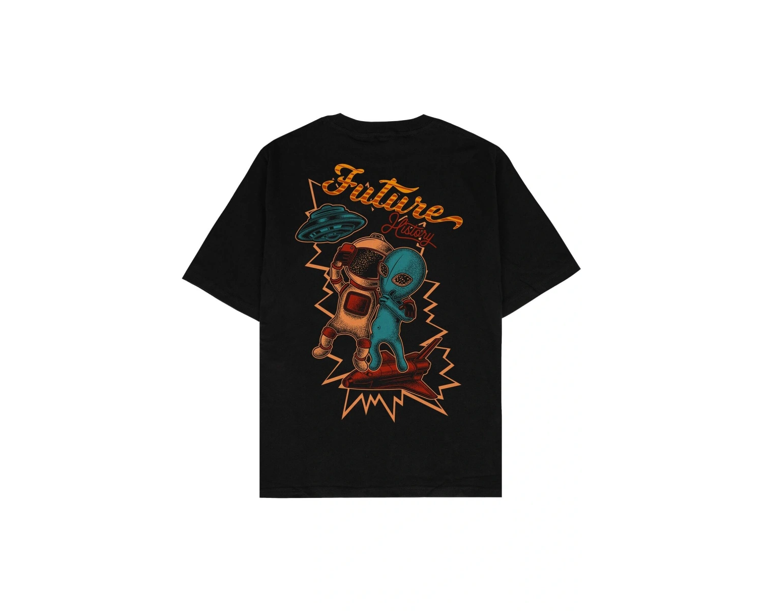 Future History Siyah Oversize Unisex T-shirt