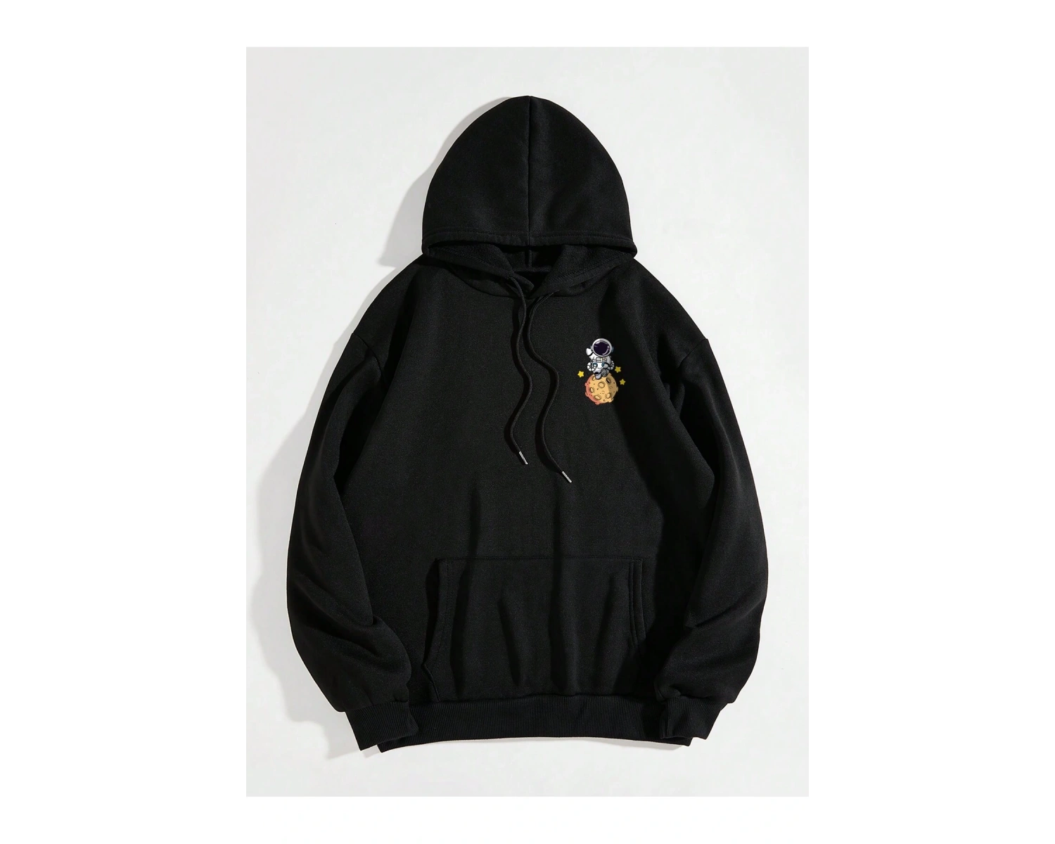 Galaxy Özel Baskılı Oversize Kapüşonlu Sweatshirt Siyah