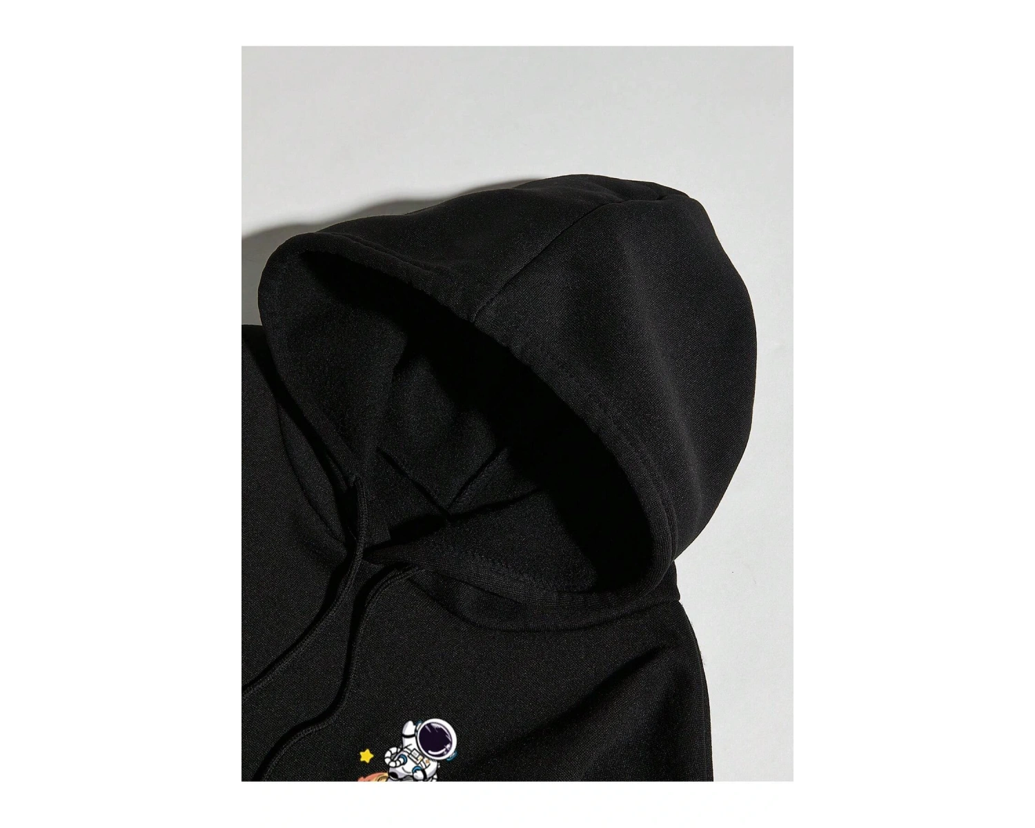 Galaxy Özel Baskılı Oversize Kapüşonlu Sweatshirt Siyah