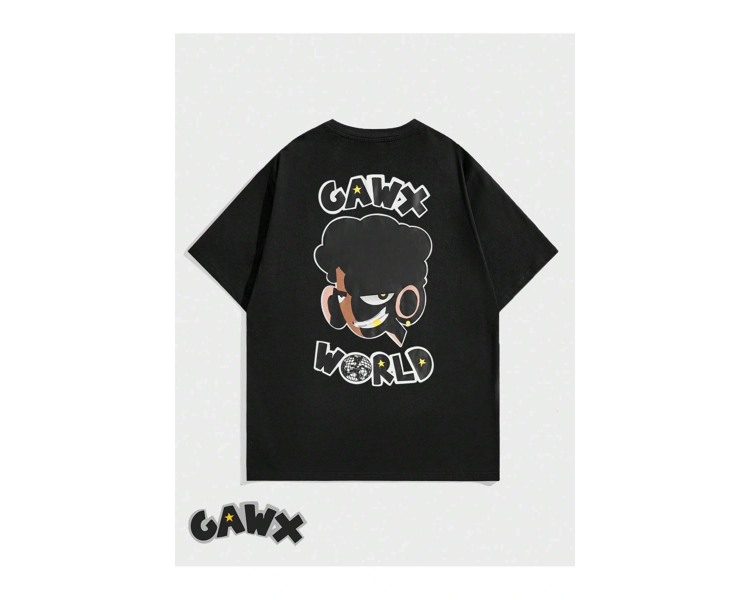 GAWX Karikatür ve Harf Grafikli Tişört