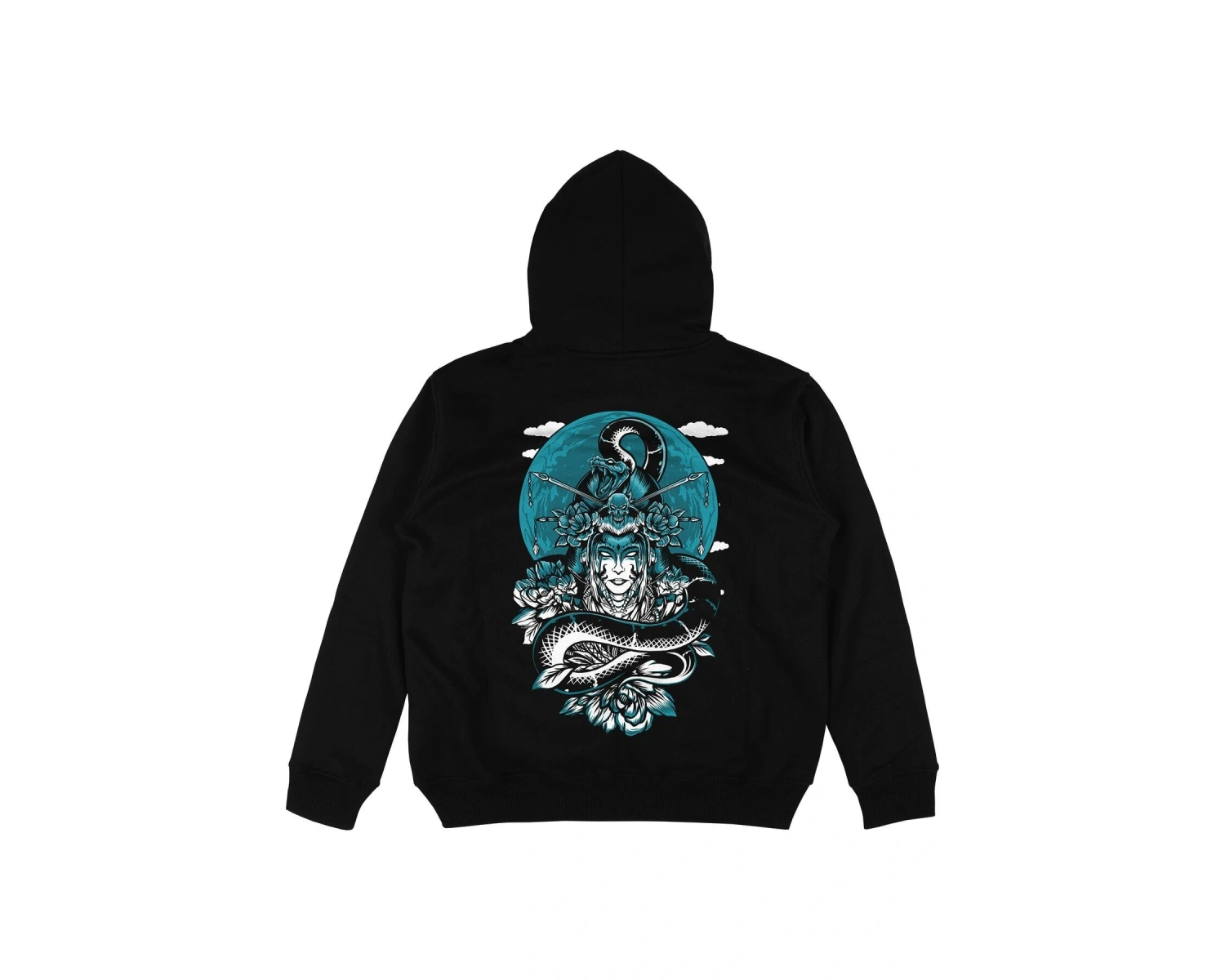 Geisha Siyah Oversize Unisex Kapüşonlu Sweatshirt Hoodie