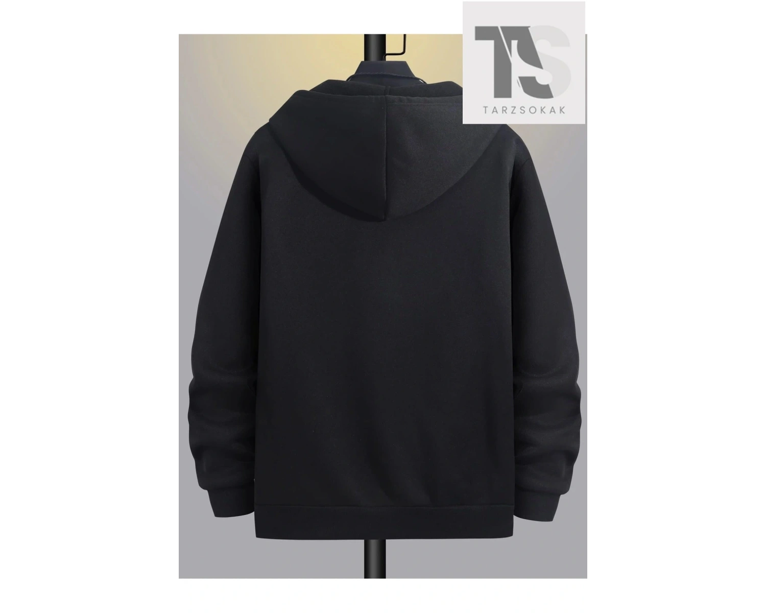 Geyik Boynuz Sweatshirt Fermuarlı Hırka Siyah