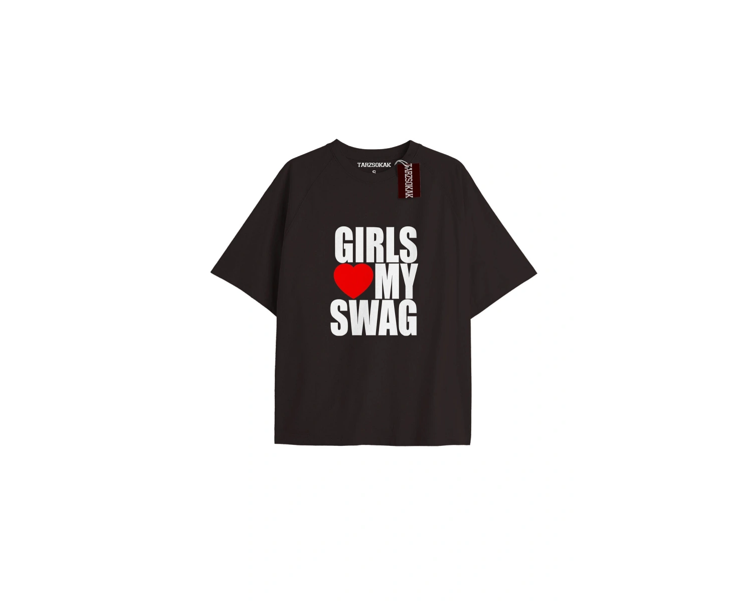 GIRLS LOVE MY SWAG Unisex Oversize Yazılı Tshirt SİYAH