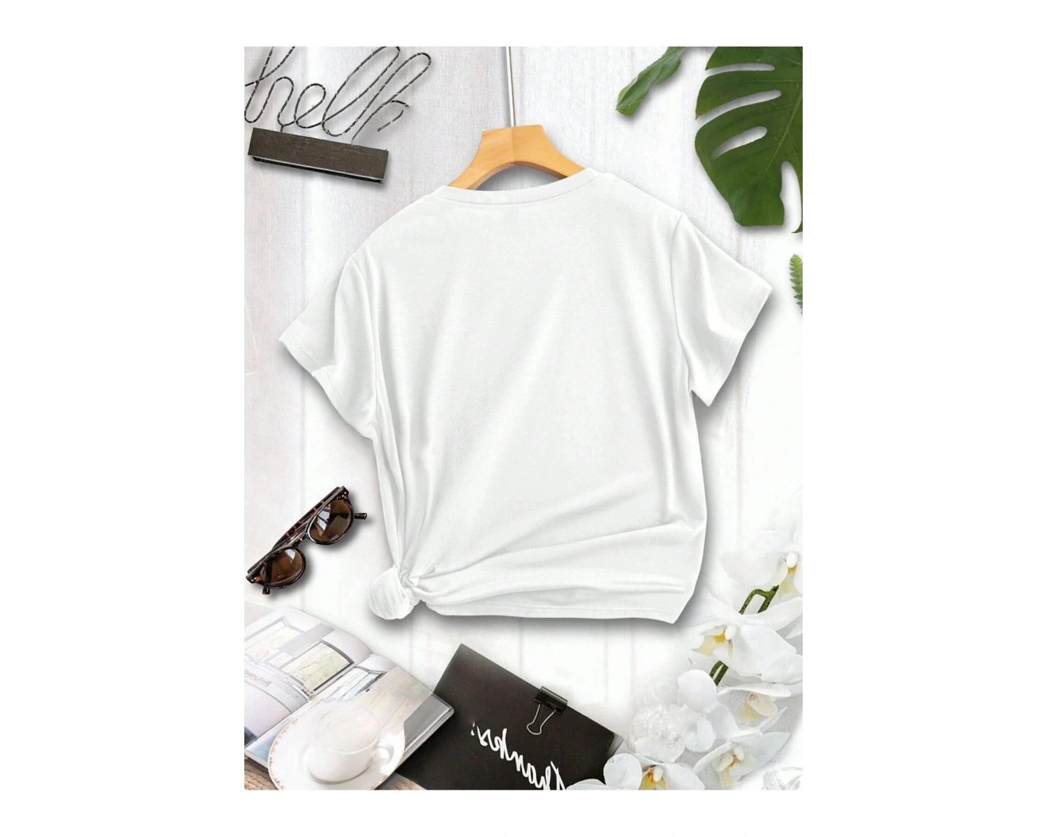 Göğüs Kedi Baskılı Oversize Kadın T-Shirt