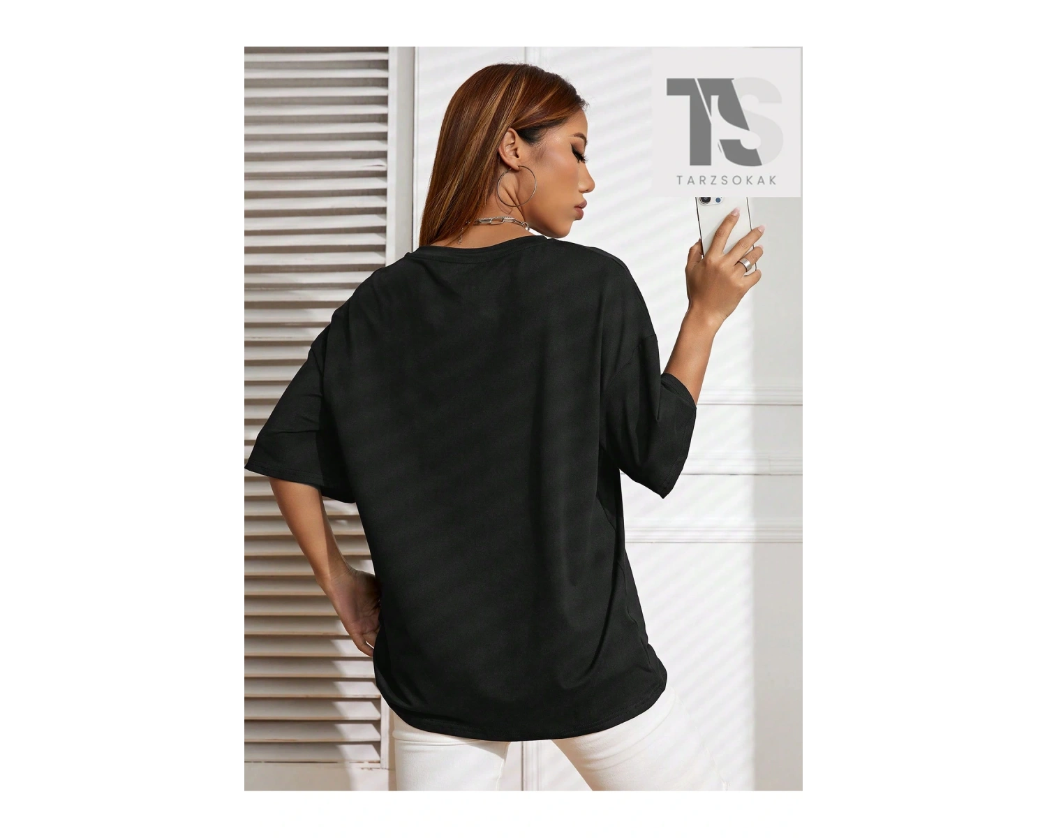 Goth Ay ve Kedi Baskılı Damla Omuz Tişört