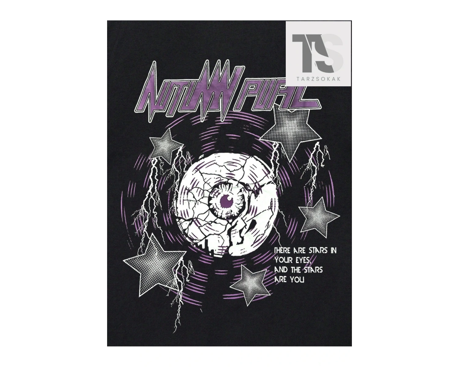 Goth Erkek Alfabe ve Beş Köşeli Yıldız Baskılı T-shirt