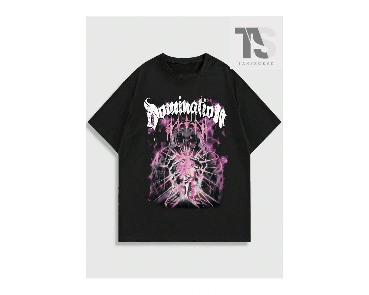 Goth Erkek Kafatası Karakter Baskılı Tişört