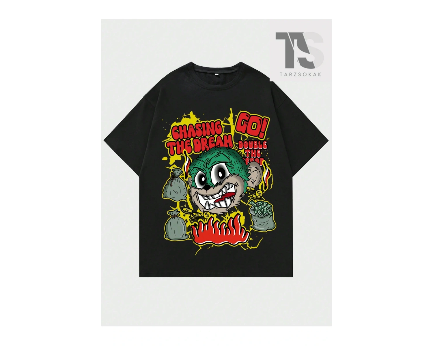 Goth Erkek Kafatası ve Çapraz Baskılı Tişört