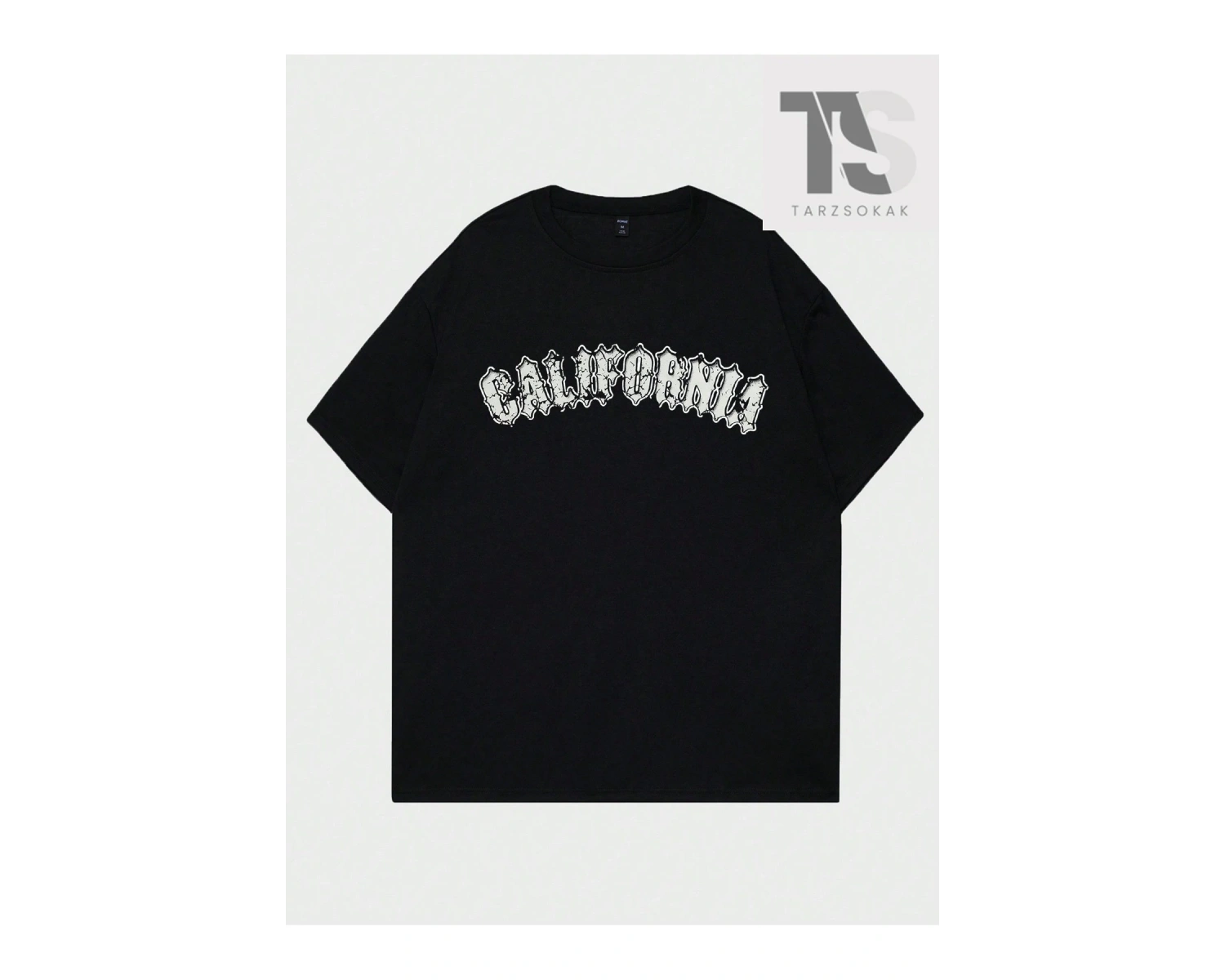 Goth Erkek Kanat ve Harf Baskılı T-shirt