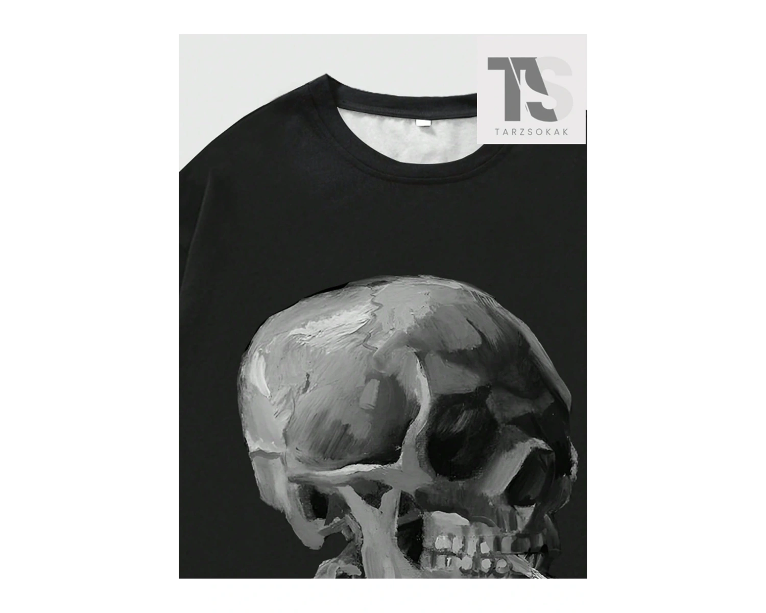 Goth Erkek Koyu Gotik Kafatası Baskılı T-Shirt