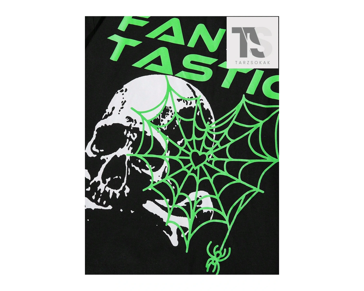 Goth Erkek Mektup ve Kafatası Baskılı Tişört