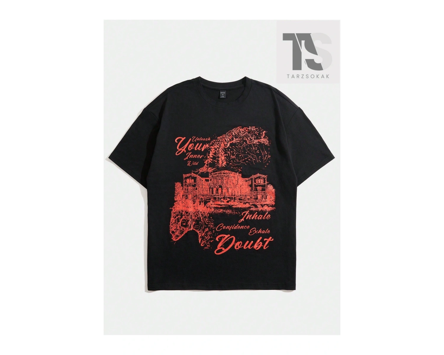 Goth Erkek Mektup ve Mimari Baskı Tişört