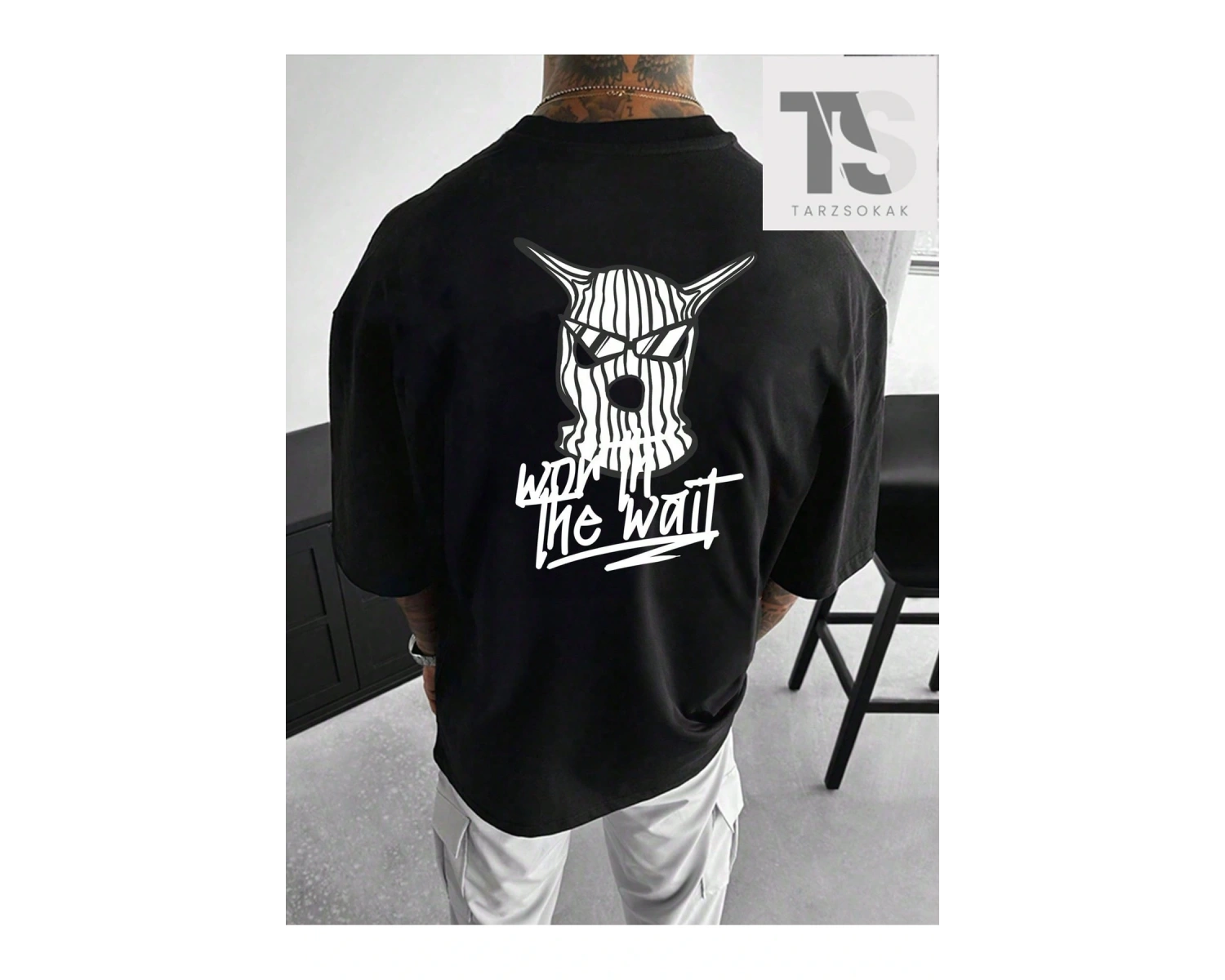 Goth Erkek Örümcek Baskı Ve Harf Grafik Kısa Kollu Tişört