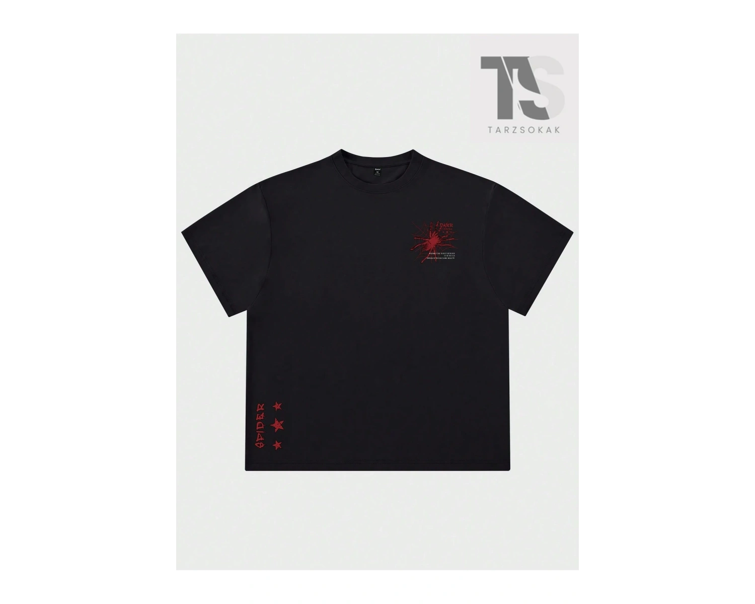 Goth Erkek Örümcek Sloganlı Grafik Tişört