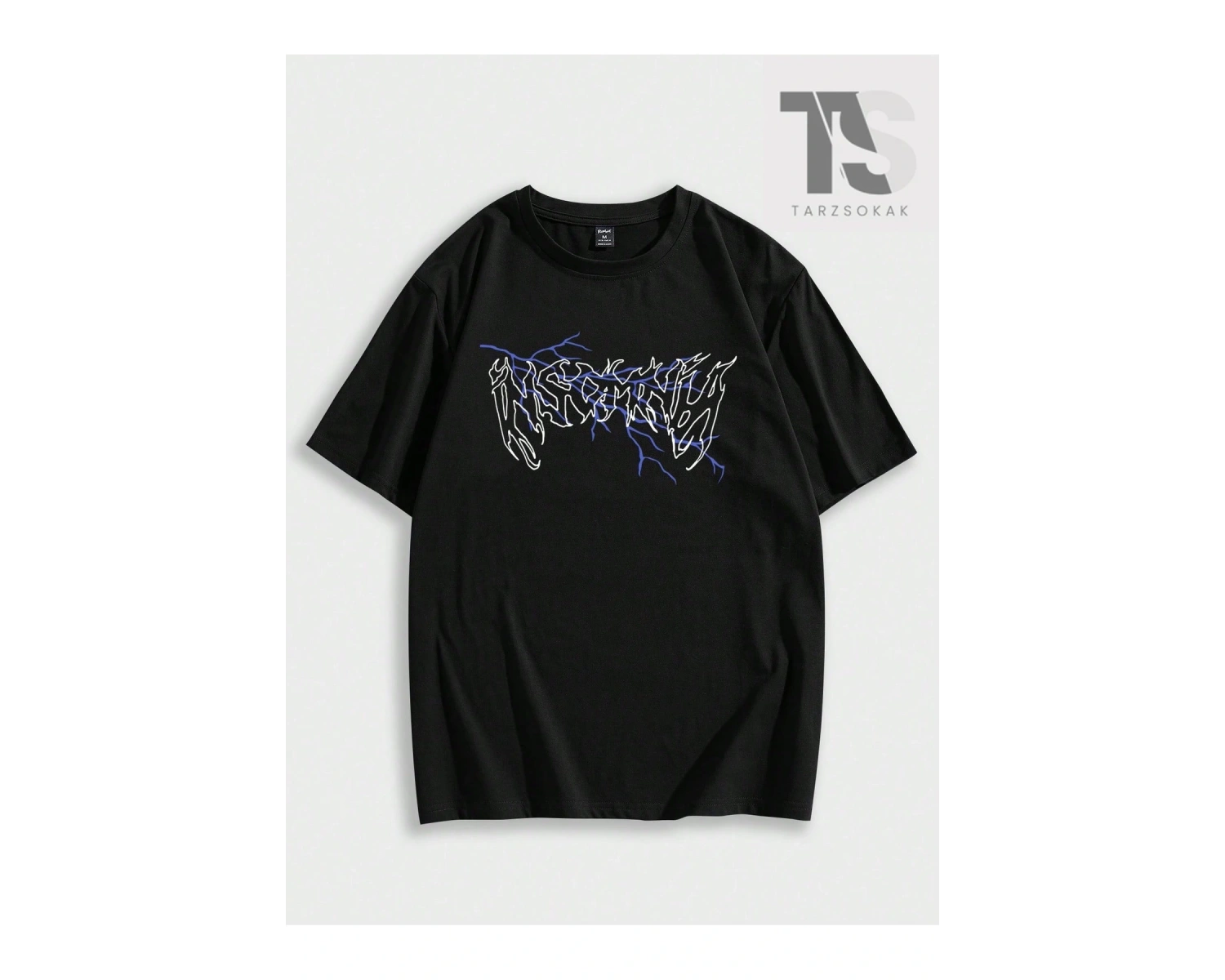 Goth Erkek Pamuk Harfli Yıldırım Grafikli Tişört
