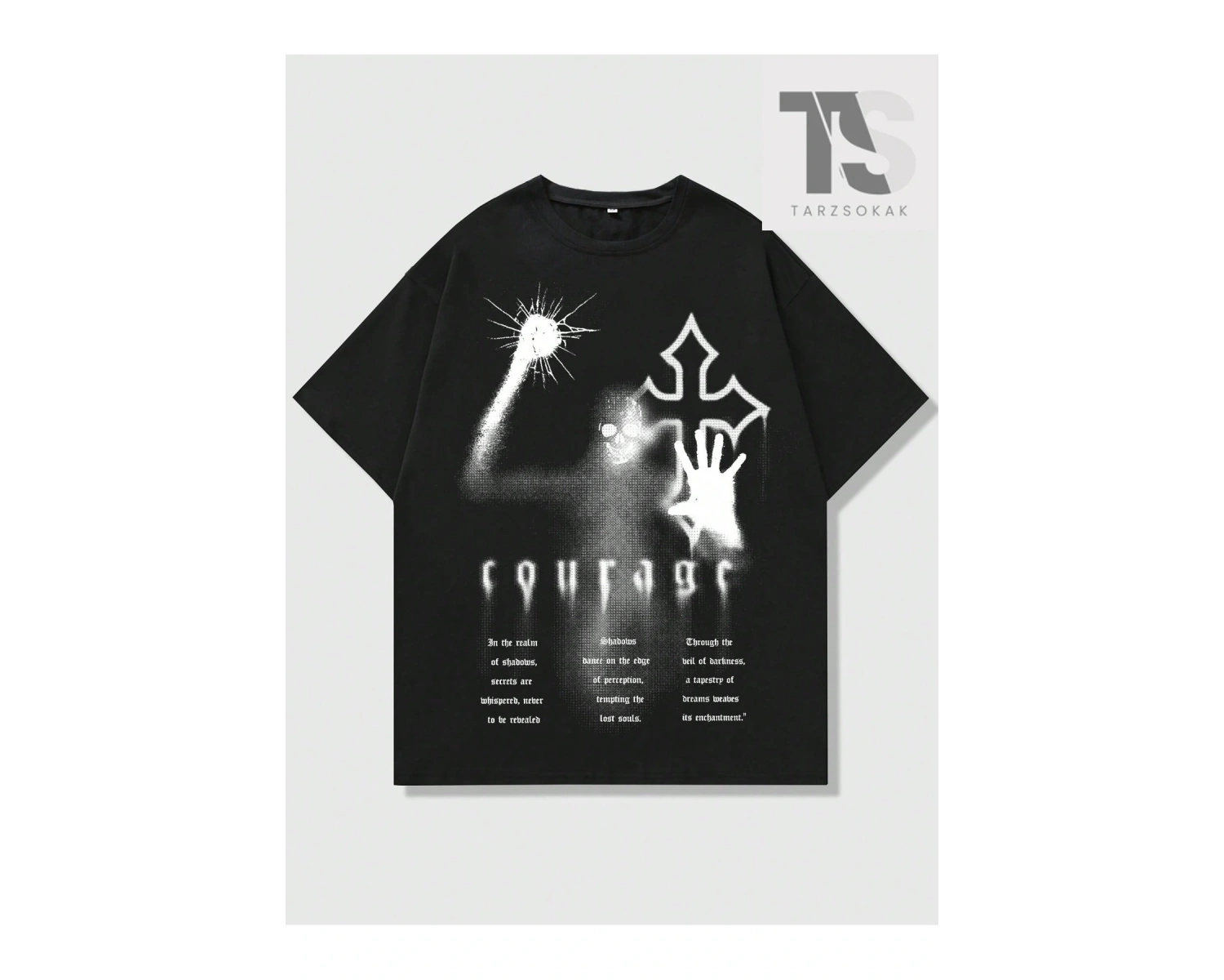 Goth Erkek Slogan Baskılı Kısa Kollu Tişört