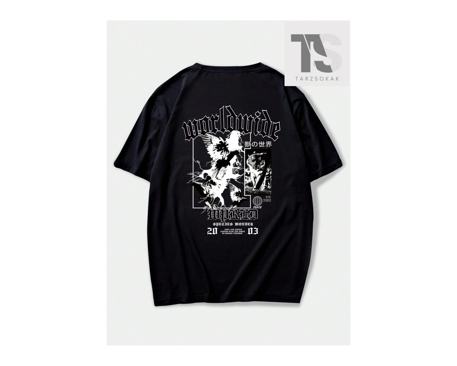 Goth Erkek Slogan Baskılı Yuvarlak Yaka T-Shirt