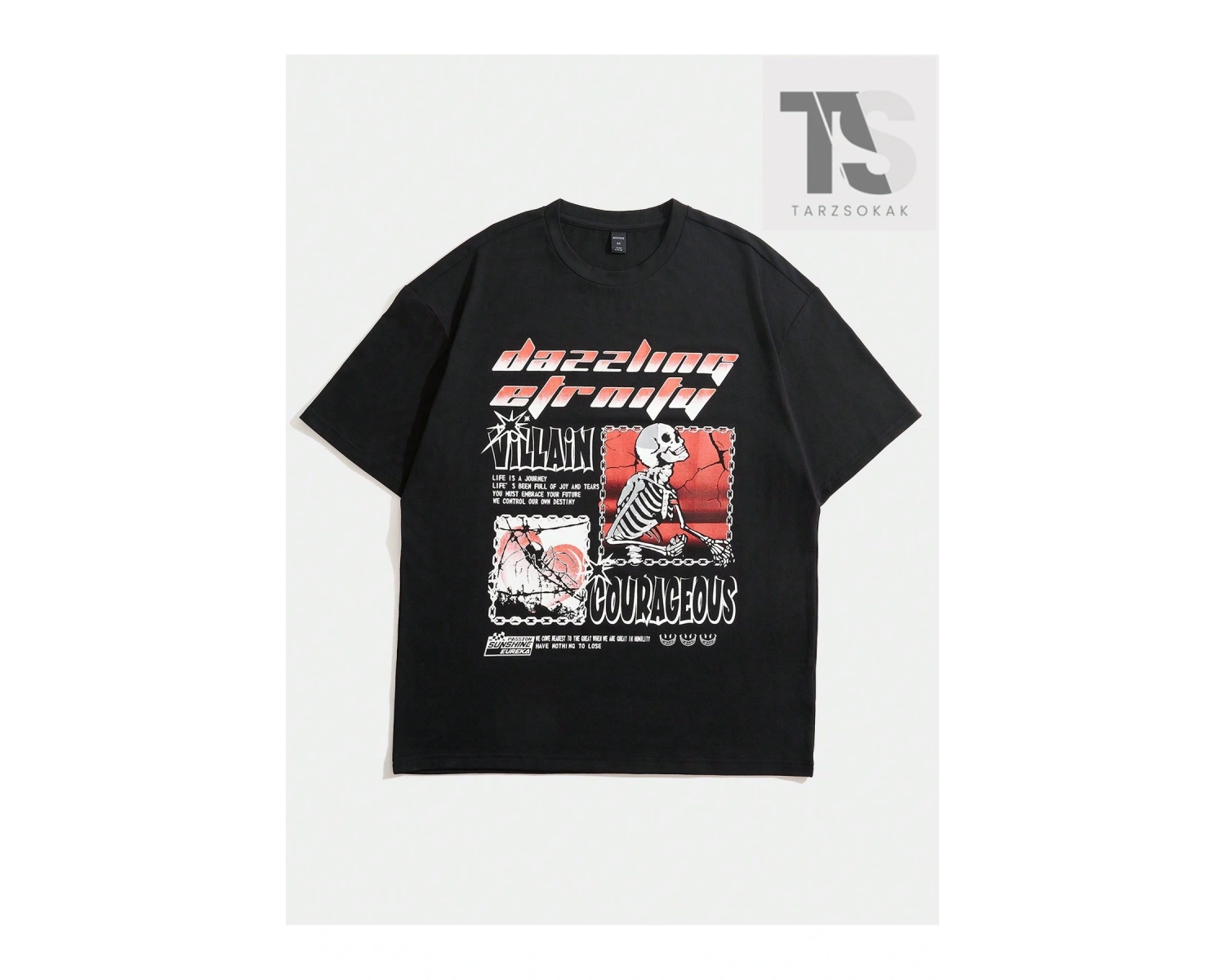 Goth Erkek Sloganlı ve Grafik Baskılı Tişört