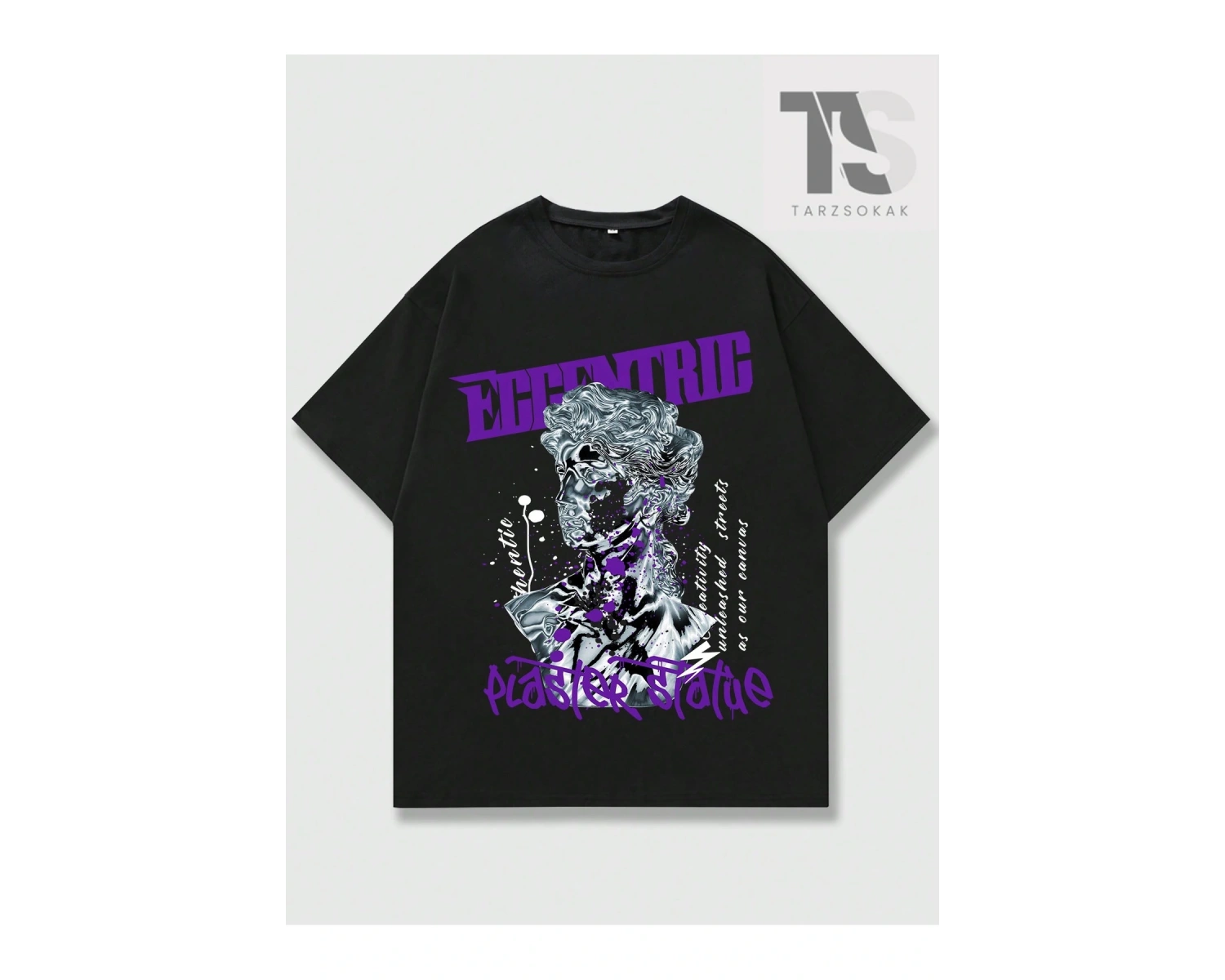 Goth Erkekler Çapraz Harf Grafikli Tişört