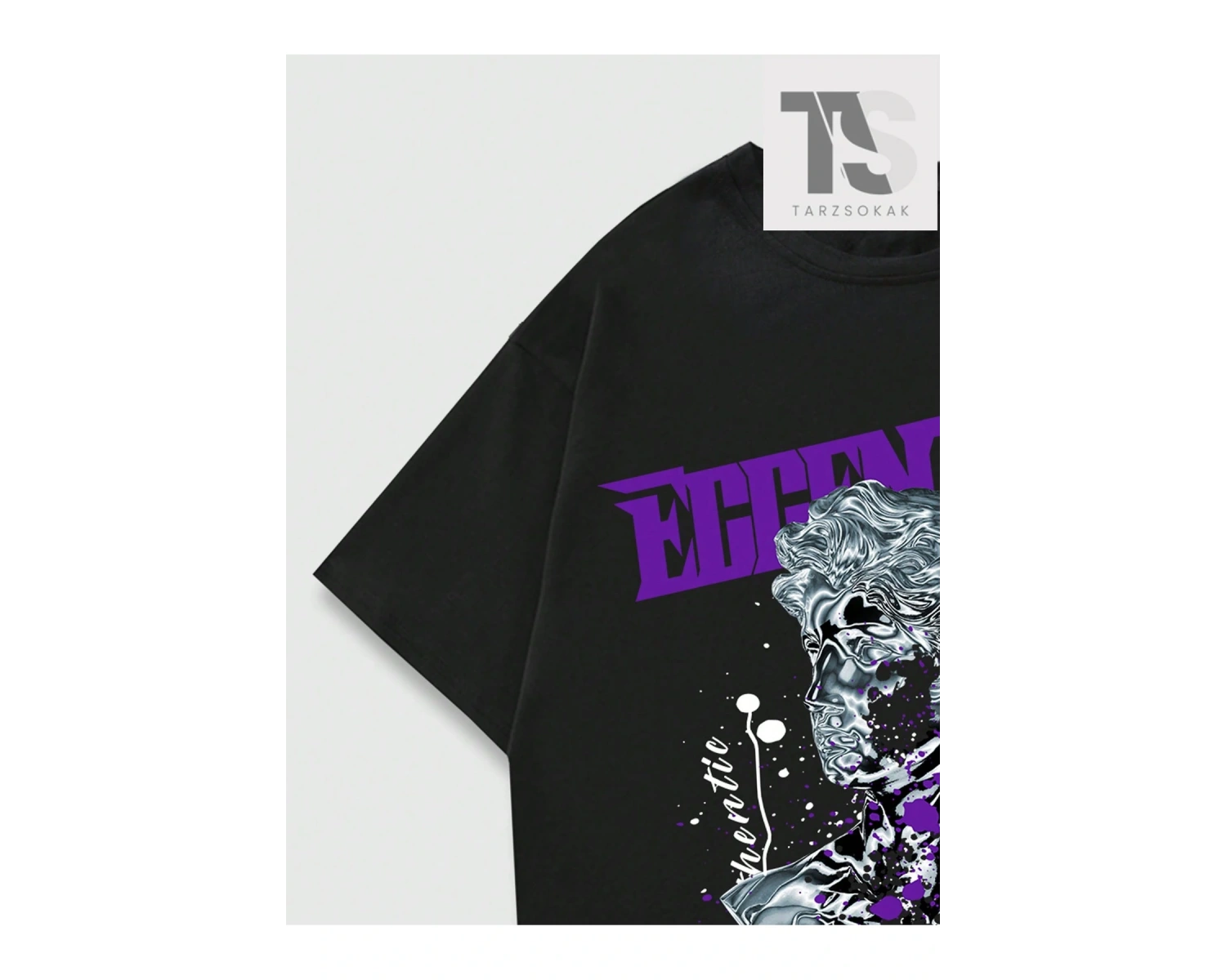 Goth Erkekler Çapraz Harf Grafikli Tişört