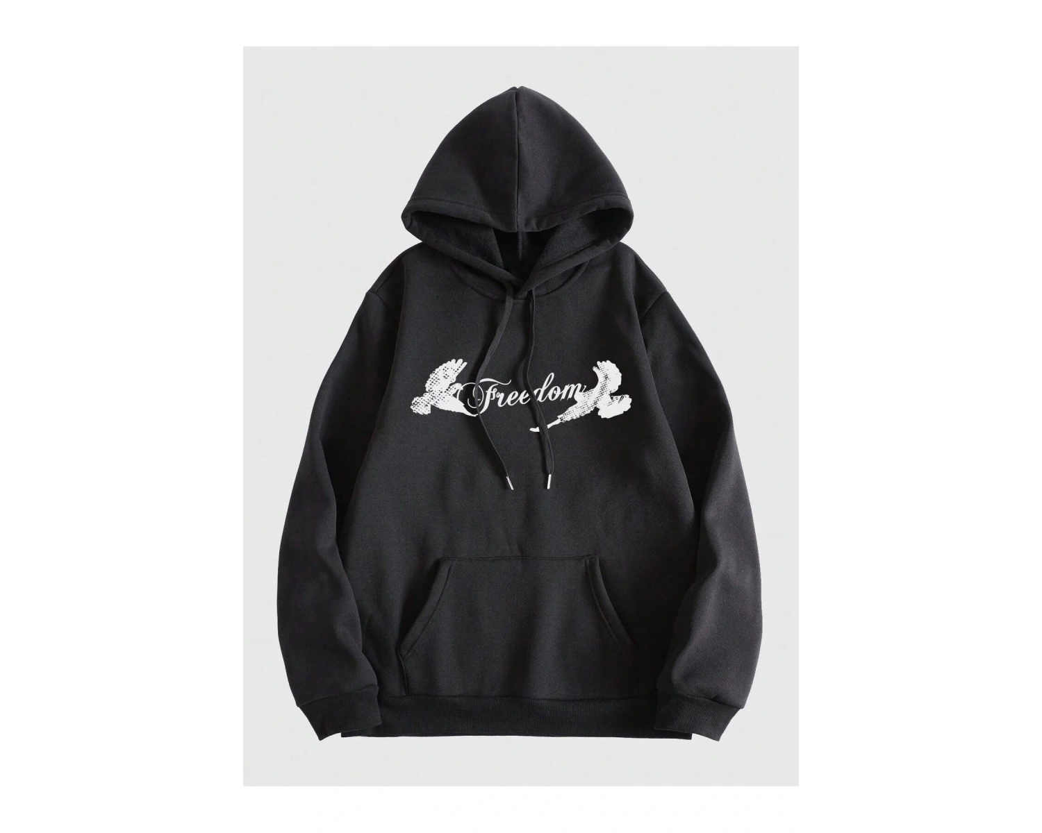 Goth Guys Cross Print Drawstring Lined Hoodie Siyah