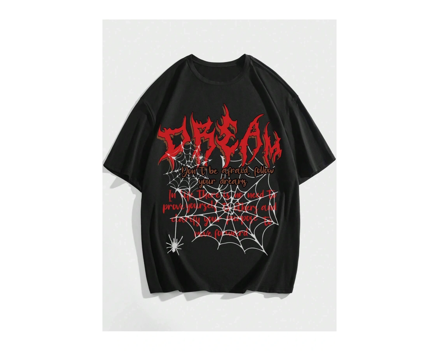 Goth Guys Mektup ve Örümcek Ağı Baskılı Harajuku Style