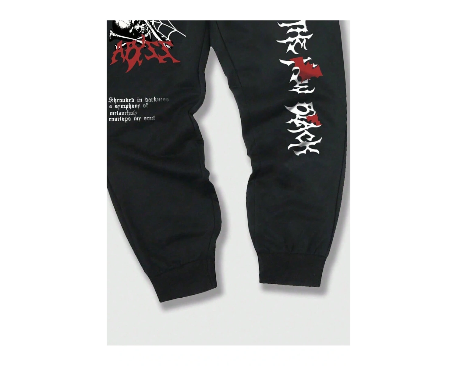 Goth Guys Skull & Slogan Graphic Drawstring Waist Eşofman Altı