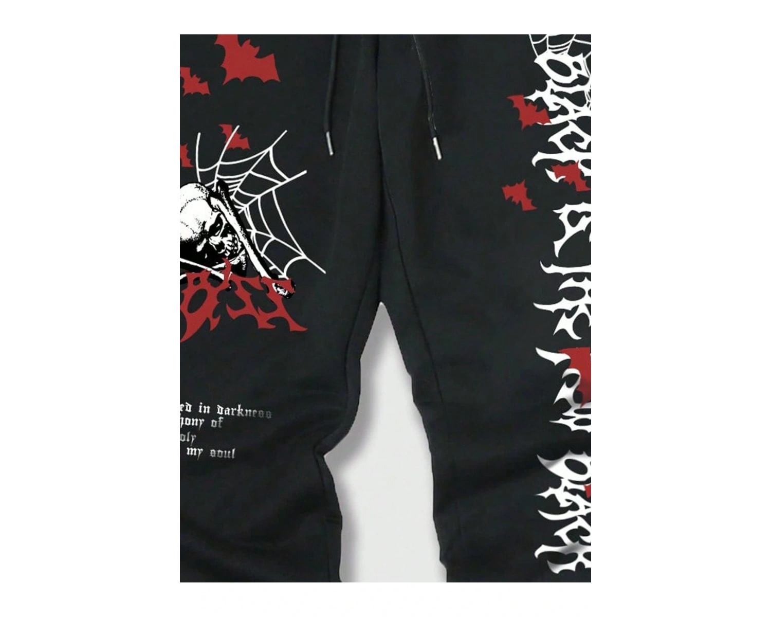 Goth Guys Skull & Slogan Graphic Drawstring Waist Eşofman Altı