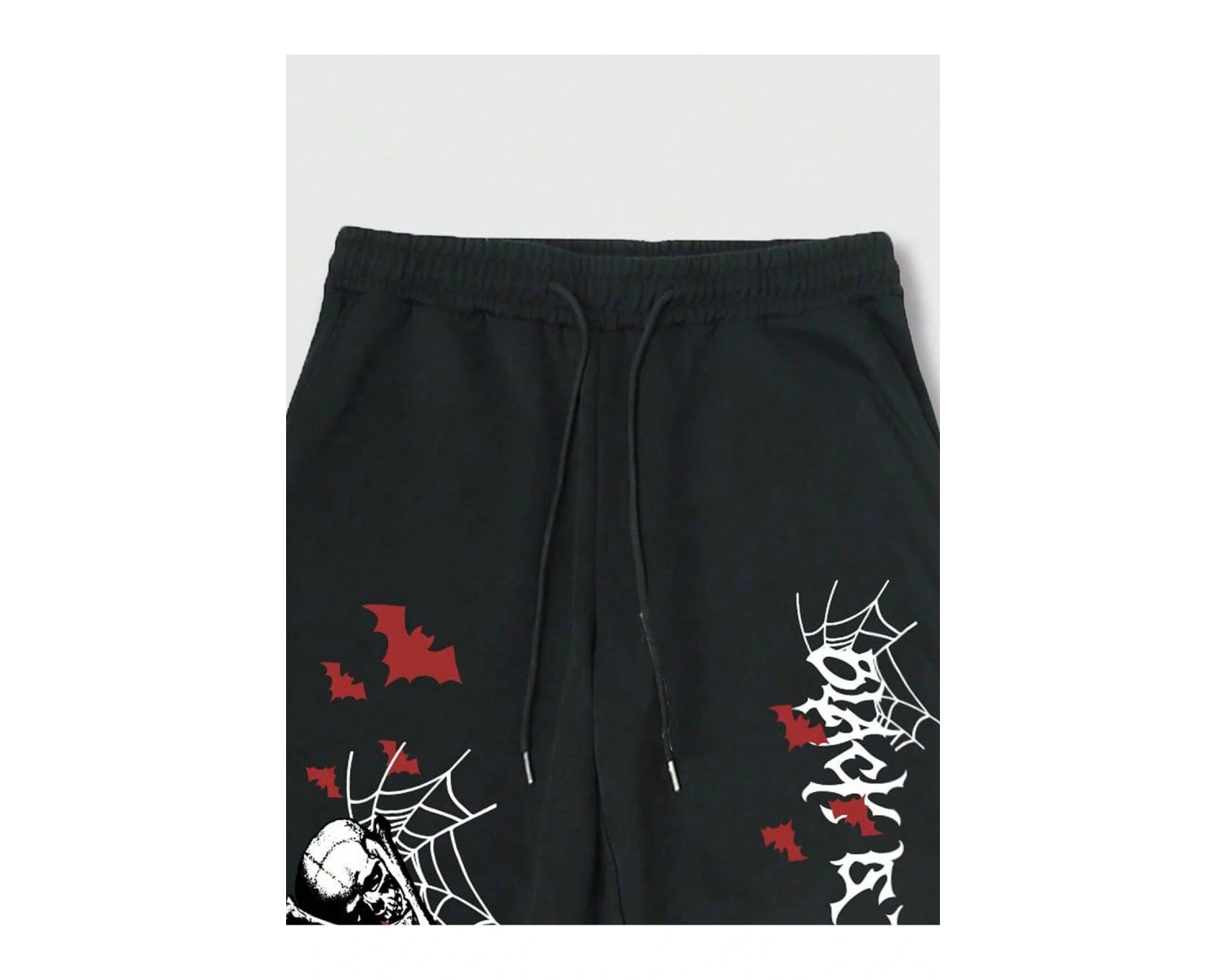 Goth Guys Skull & Slogan Graphic Drawstring Waist Eşofman Altı