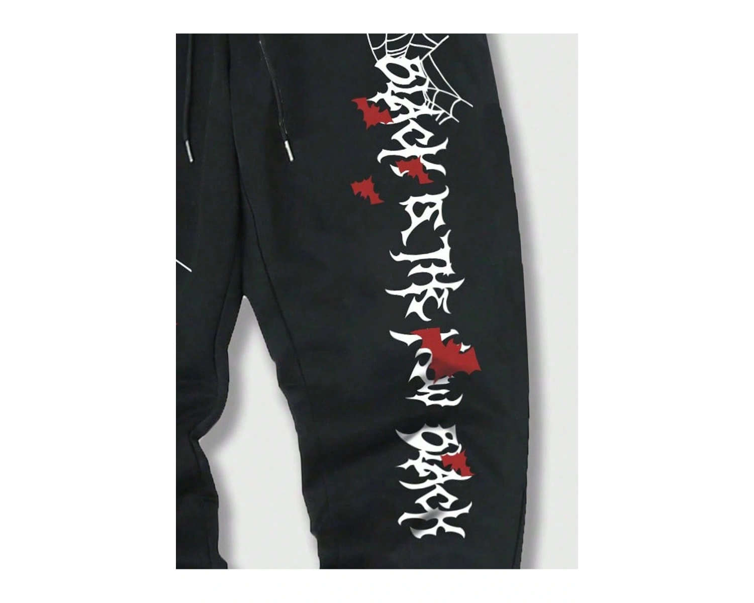 Goth Guys Skull & Slogan Graphic Drawstring Waist Eşofman Altı