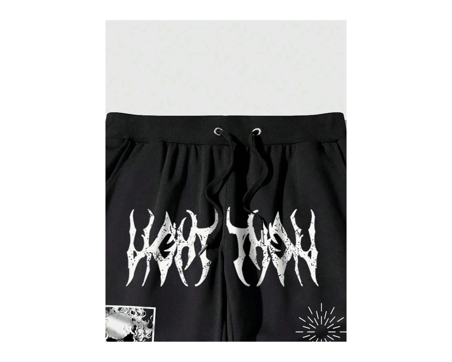 Goth Guys Slogan & Skull & Spider Graphic Drawstring Waist Eşofman Altı