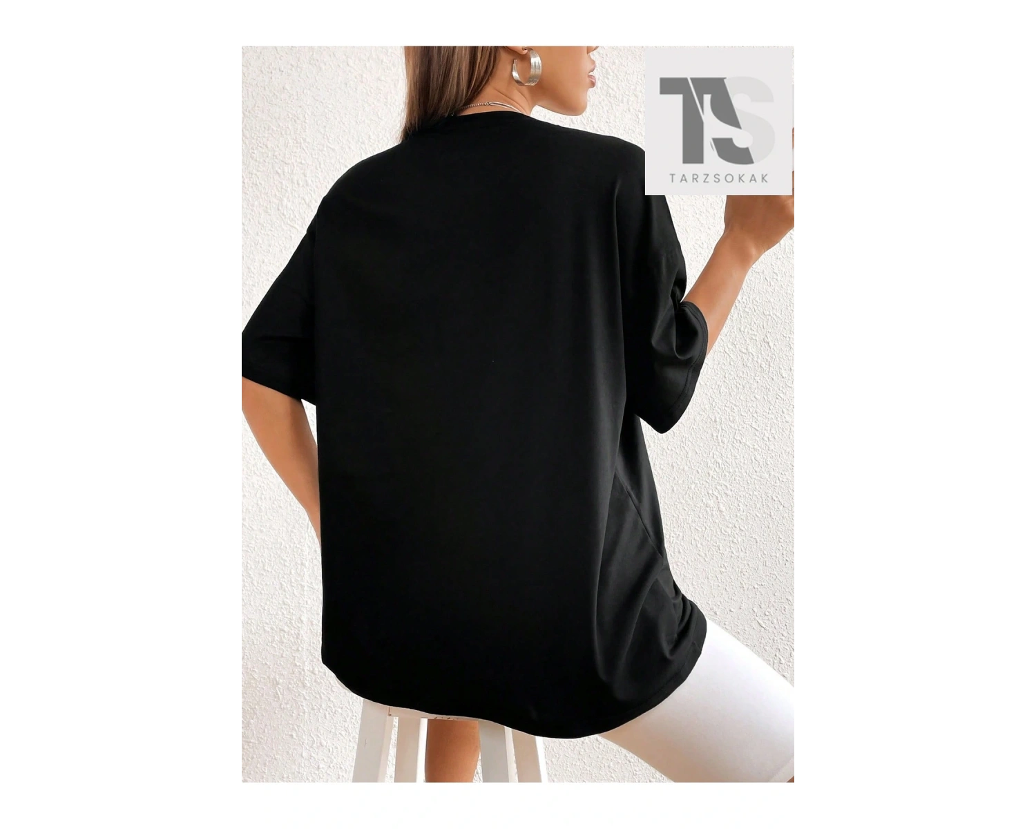 Goth Kedi Baskılı Büyük Boy Tişört