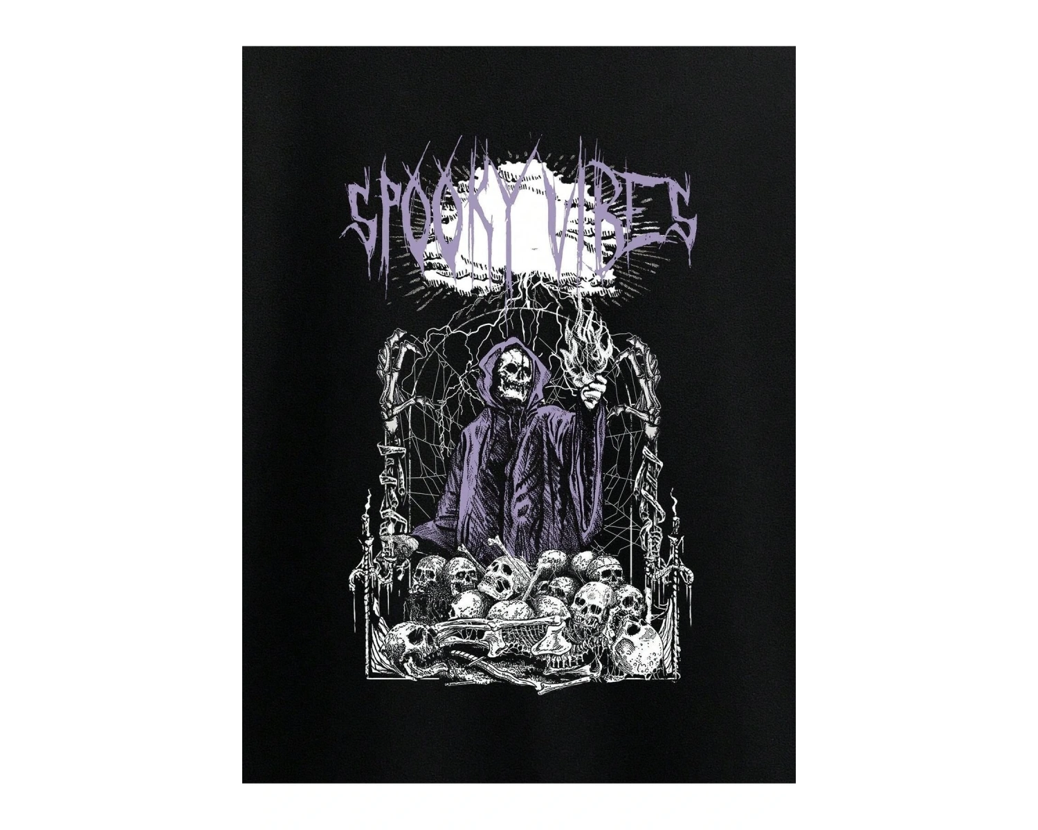 Goth Letter & Skull Print Sweatshirt Siyah