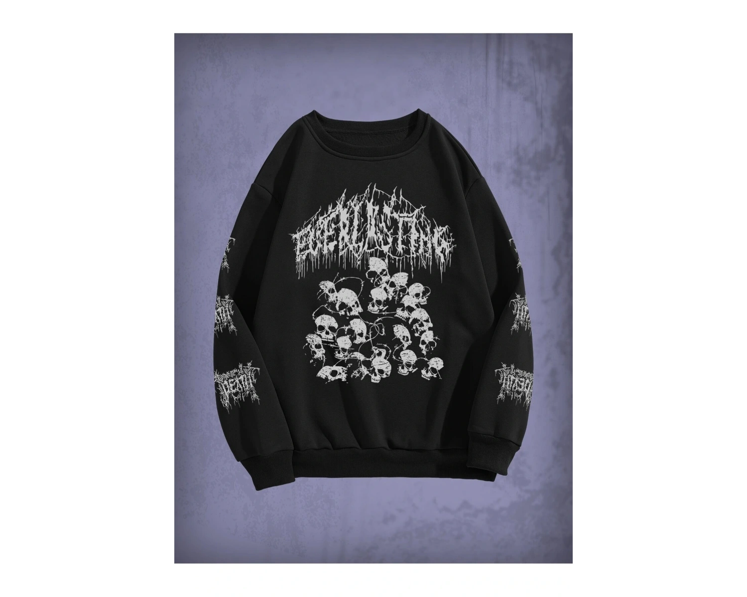 Goth Skull & Letter Graphic Thermal Lined Sweatshirt