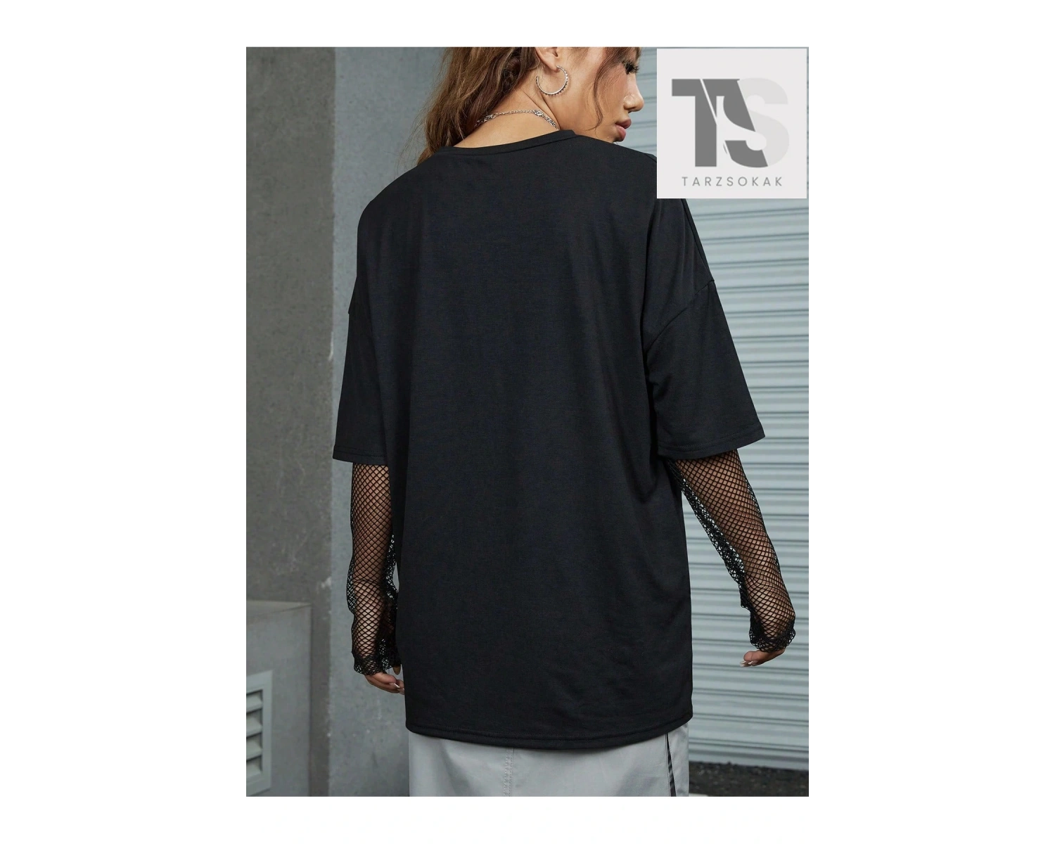 Goth Sloganı Kafatası Grafikli Damla Omuzlu Tişört